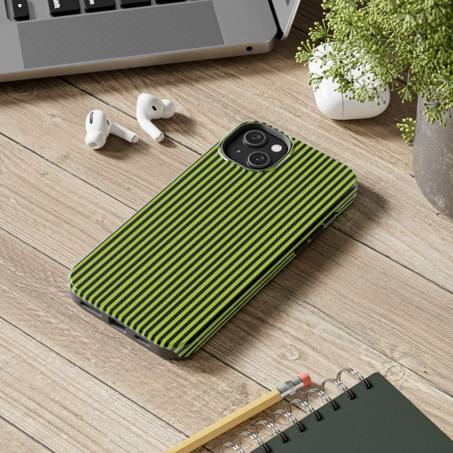 Stripe Green / Black Phone Case