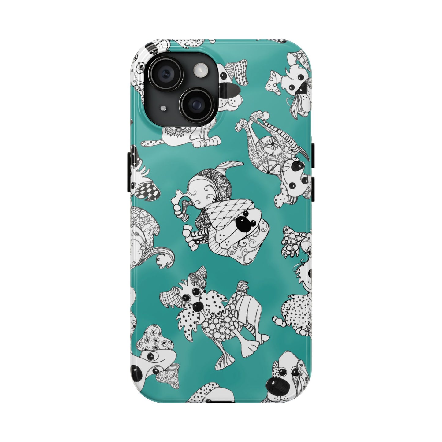 Doodle Dogs Turquoise Phone Case