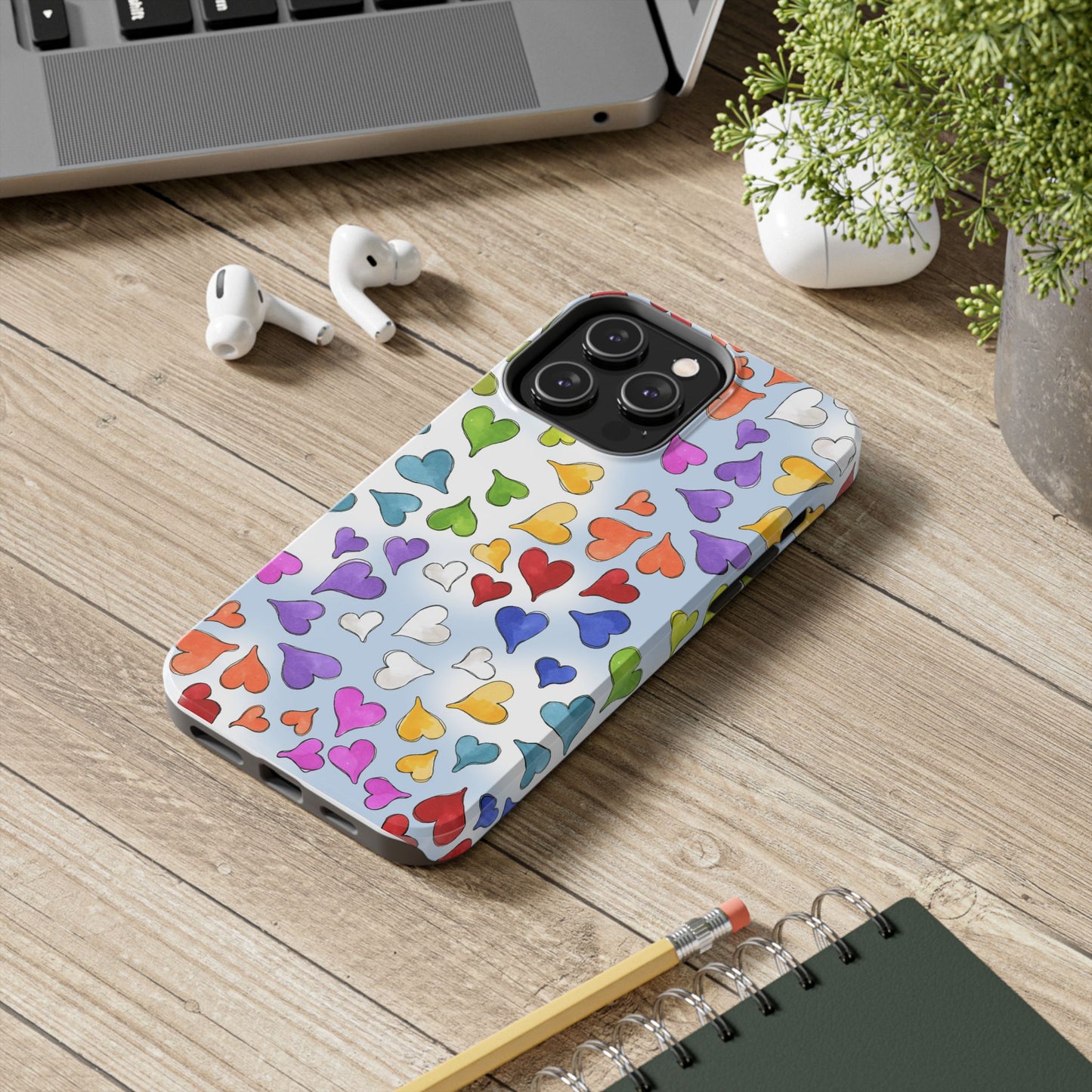 Happy Hearts Blue Sky Phone Case