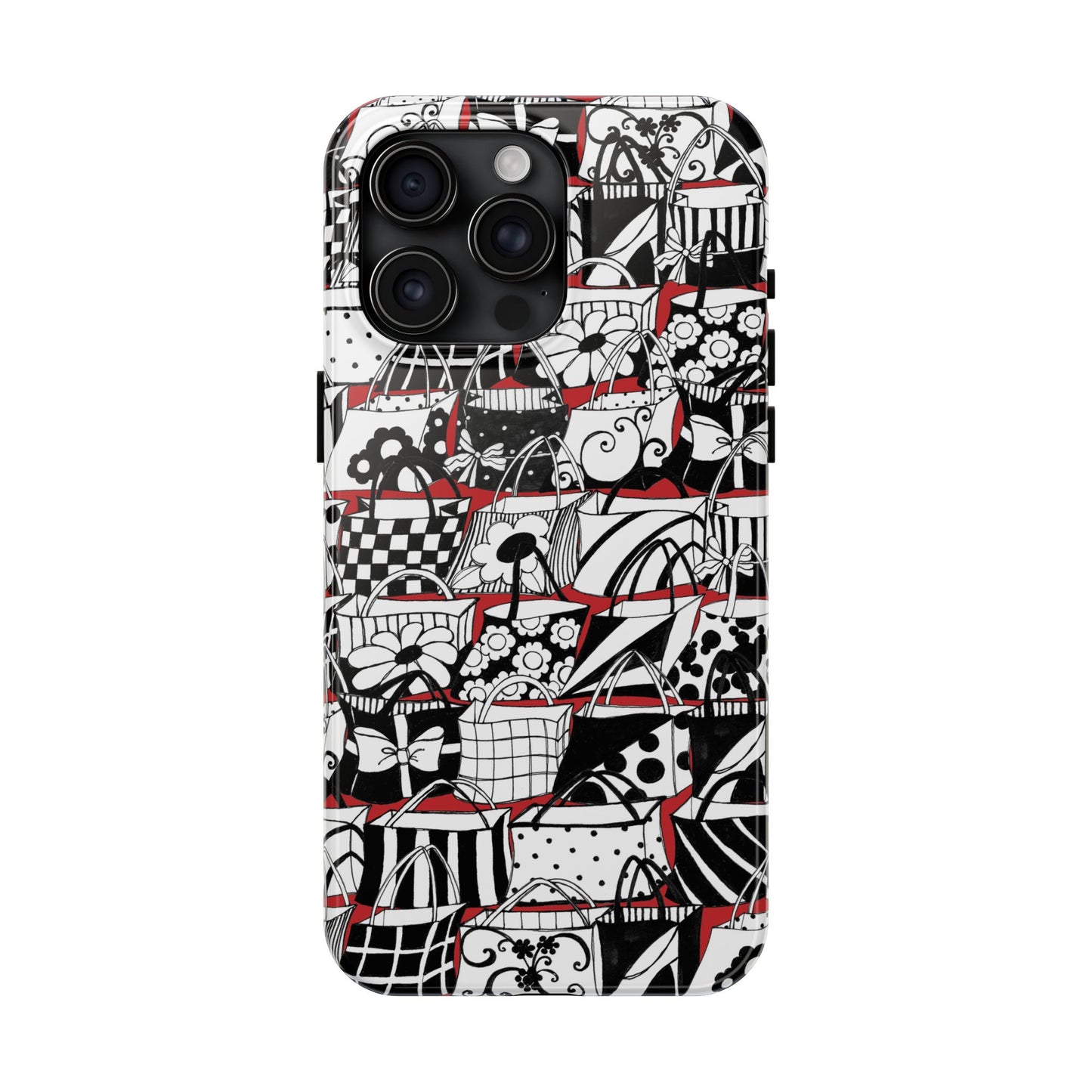 Totally Black, White & Red Phone Case