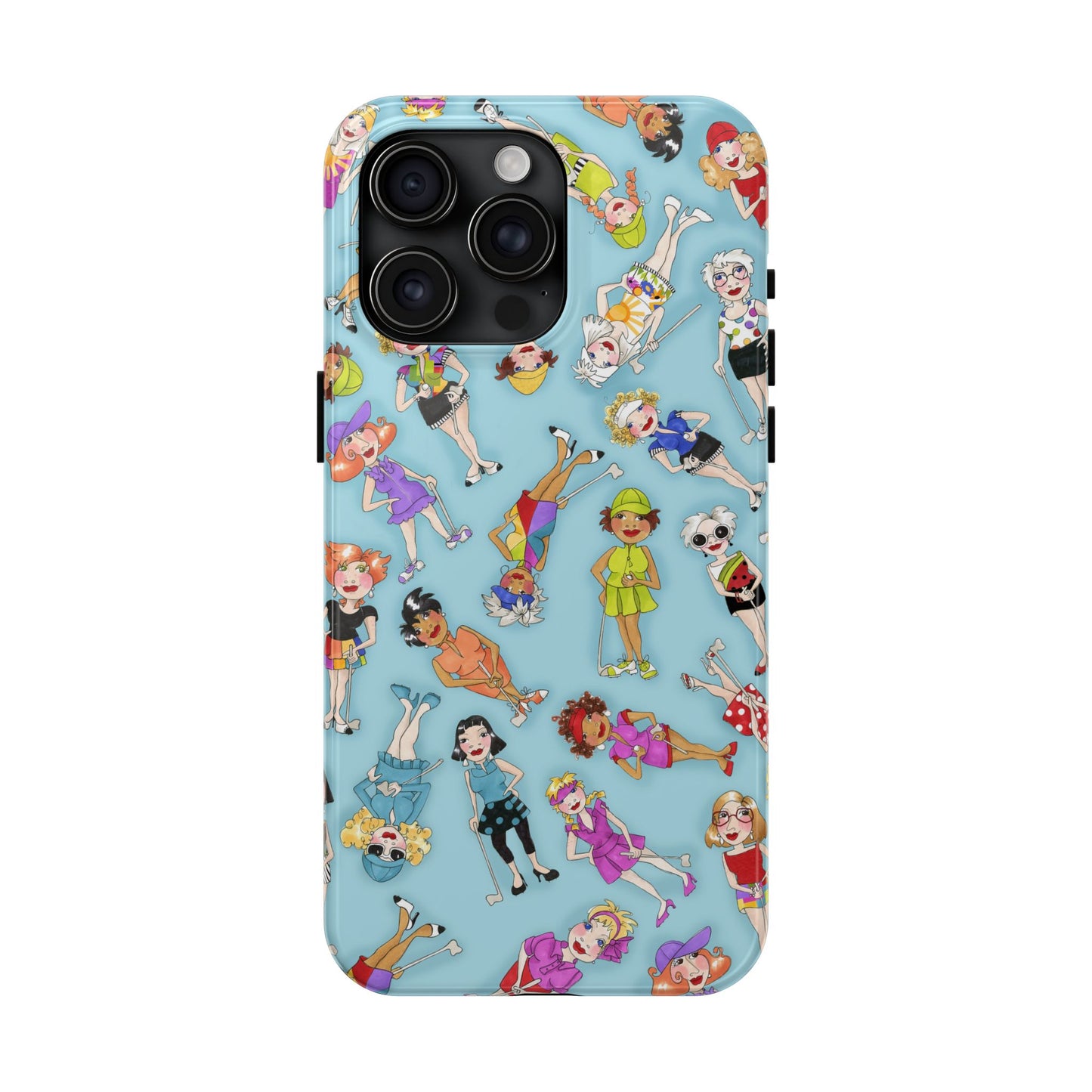Tossed Golfer Girls Turquoise Phone Case