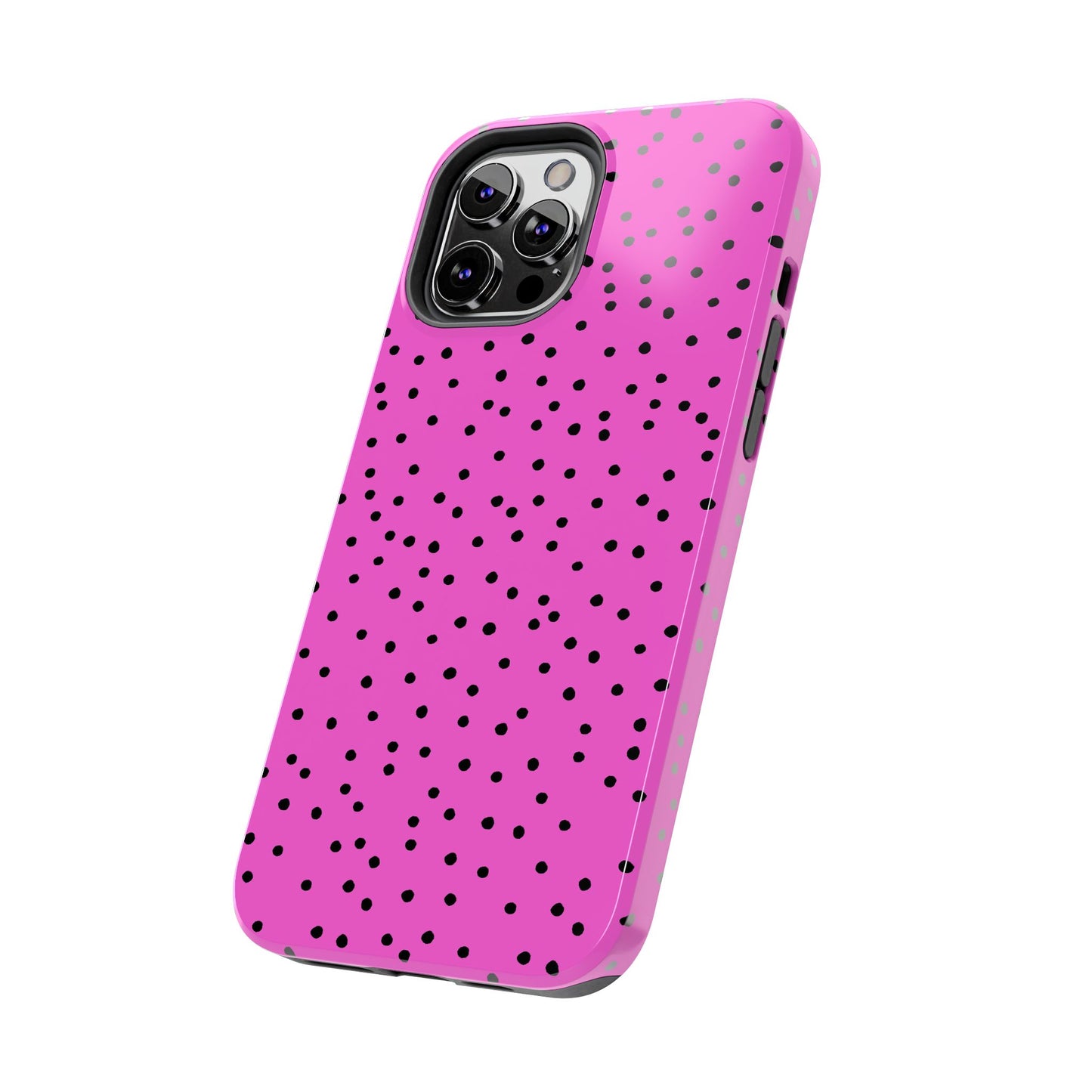 Dinky Dots Cerise / Black Phone Case