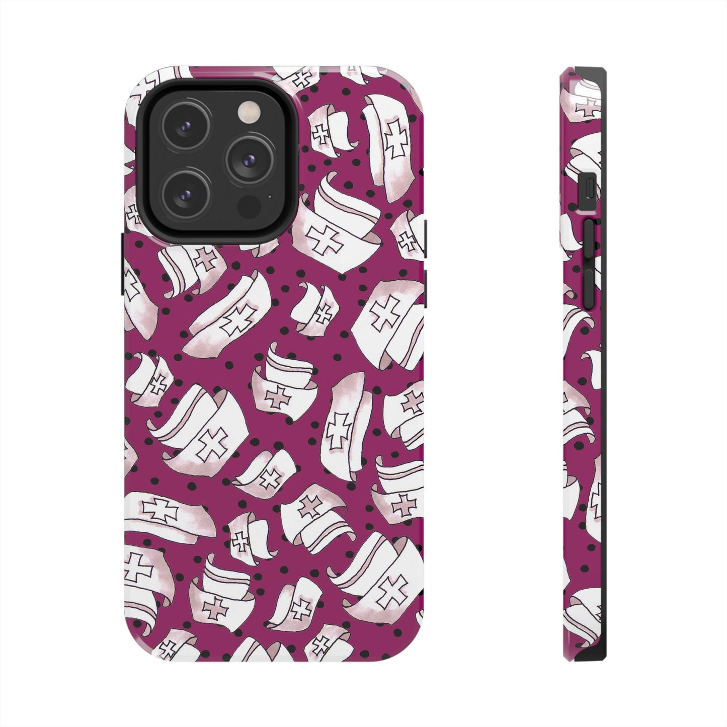 Med Hats Burgundy / Black Phone Case