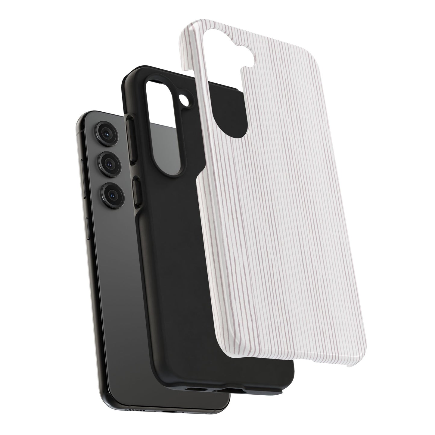 Happy Stripe White / Silver Phone Case