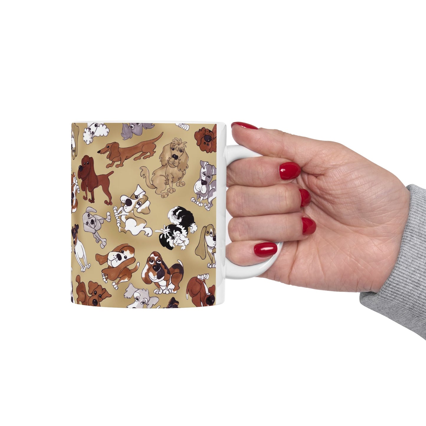 Tossed Doggies Tan Cup