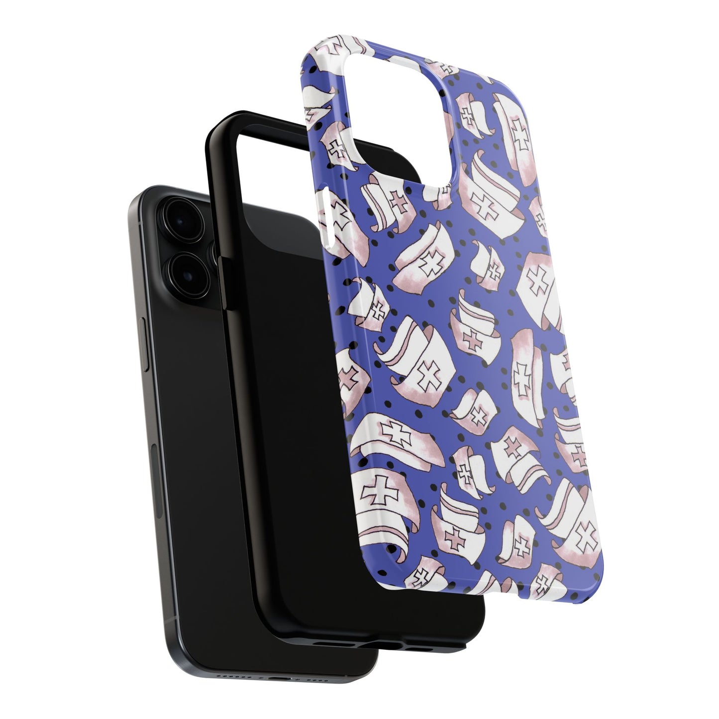 Med Hats Blue / Black Phone Case