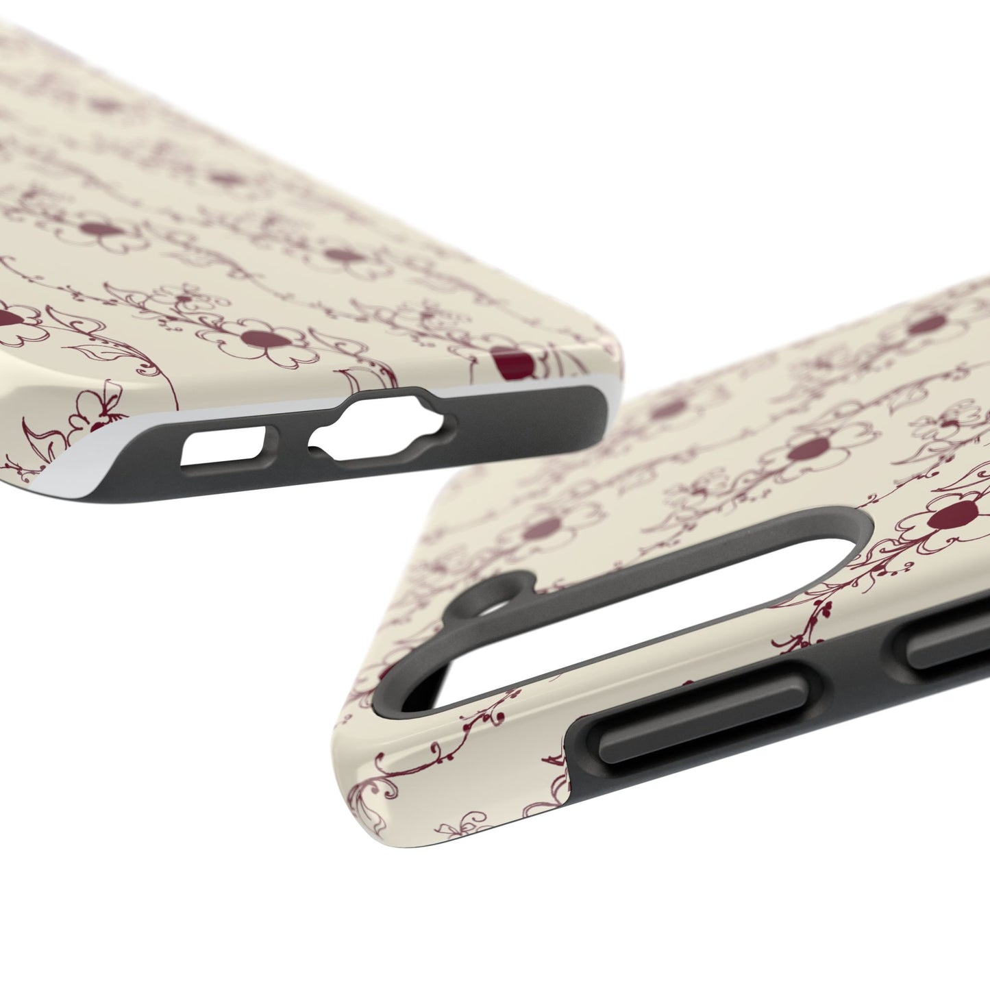 Diagonal Daisies Ivory / Red Phone Case