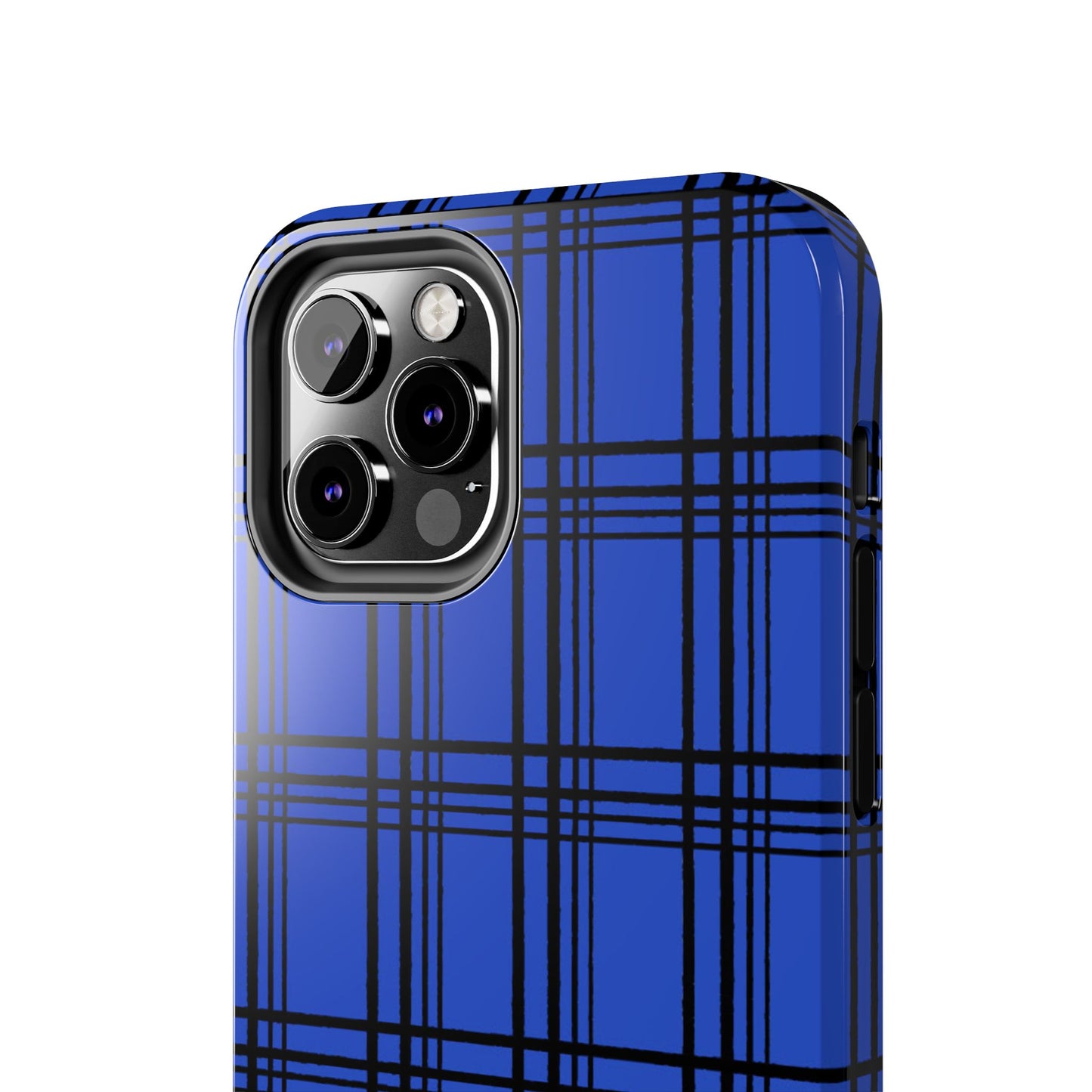 Glad Plaid Blue / Black Phone Case