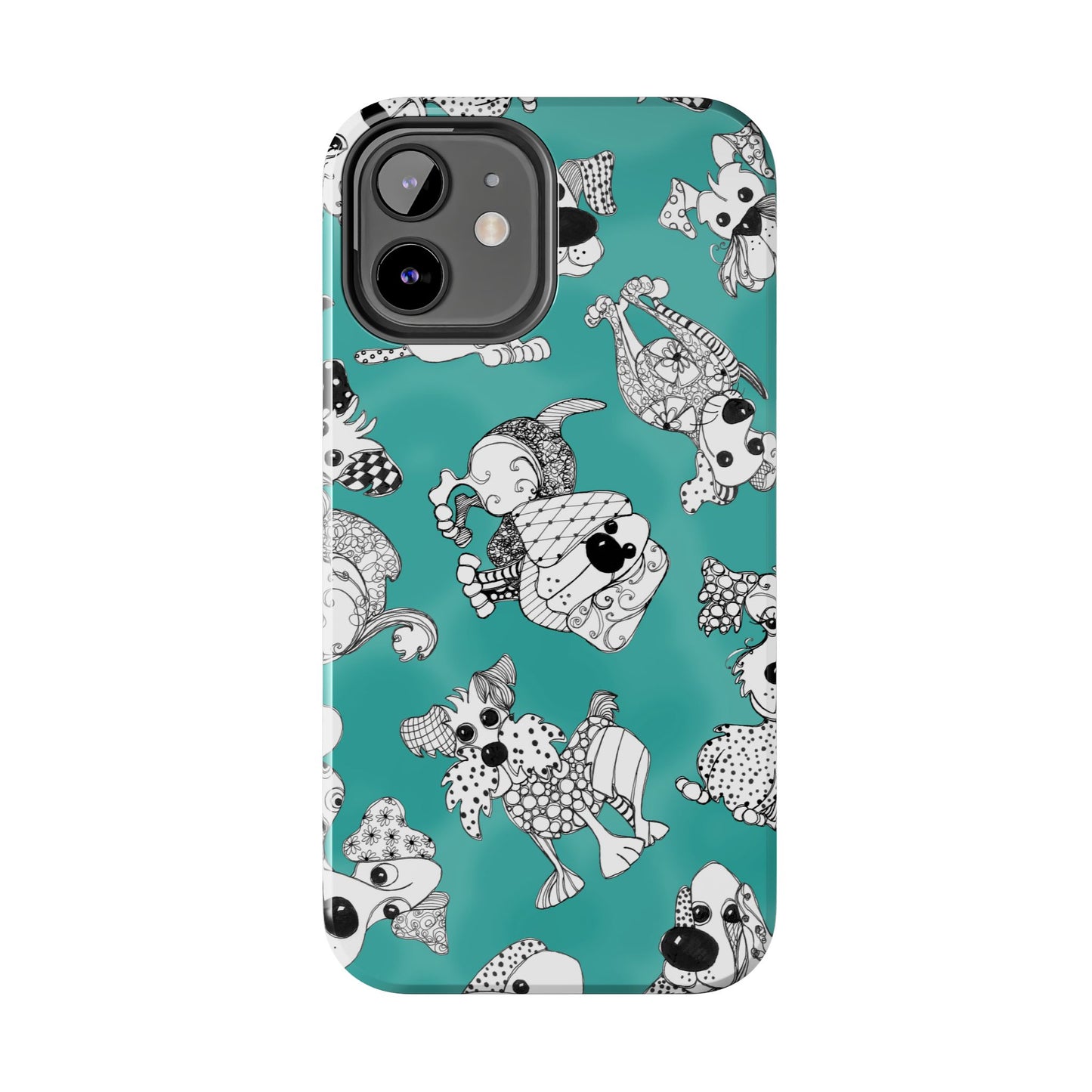 Doodle Dogs Turquoise Phone Case