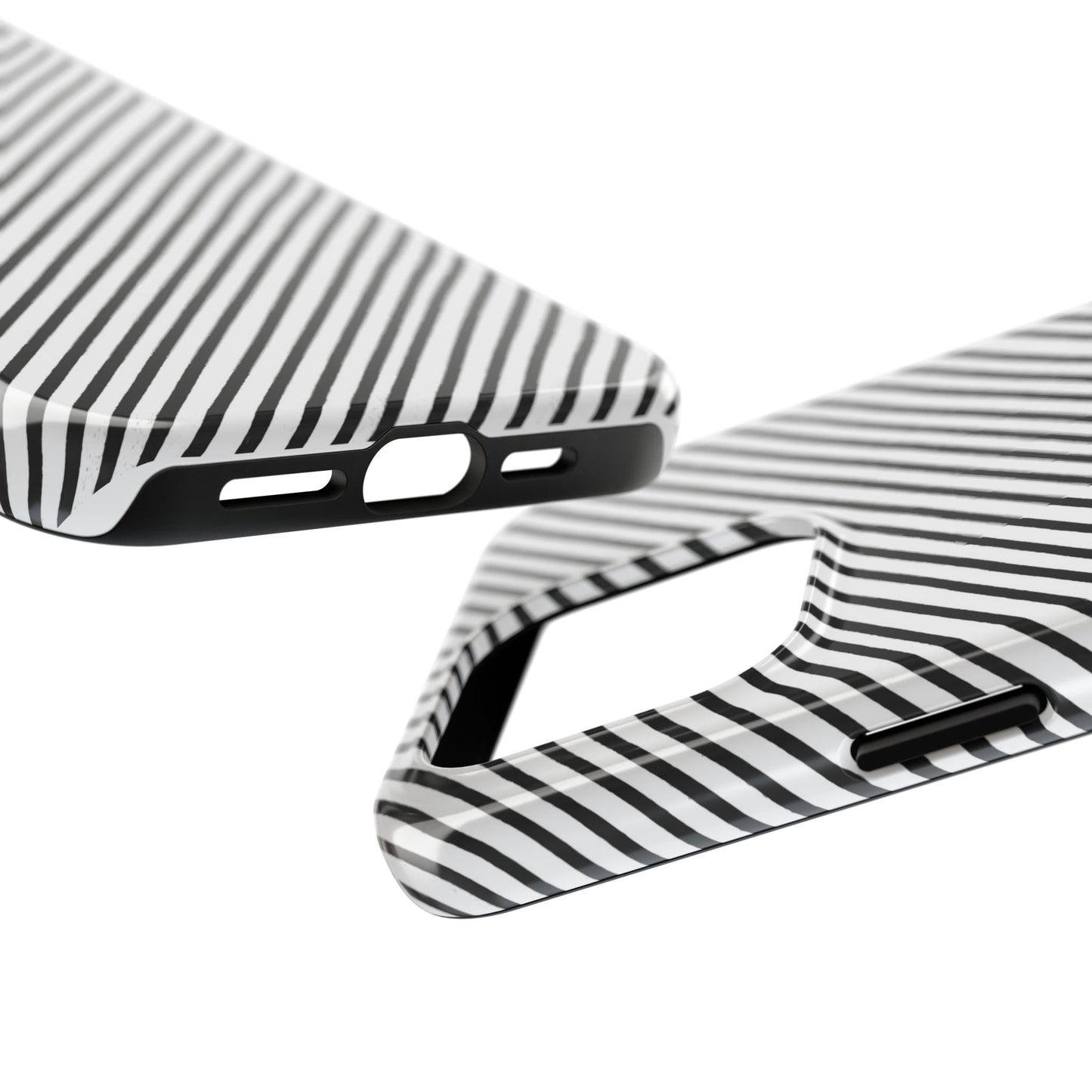 Diagonal Stripe White / Black Phone Case