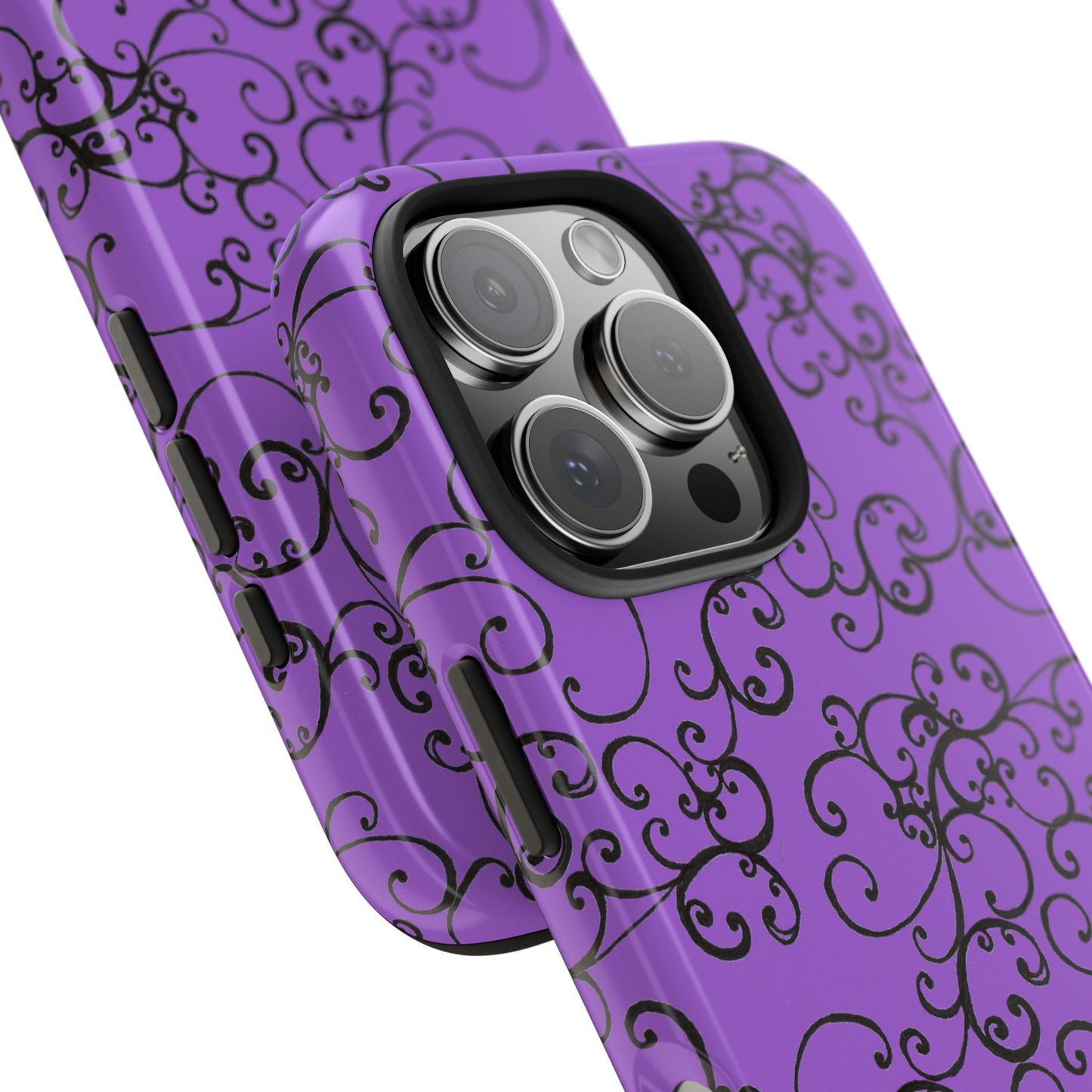 Elegant Scroll Purple / Black Phone Case