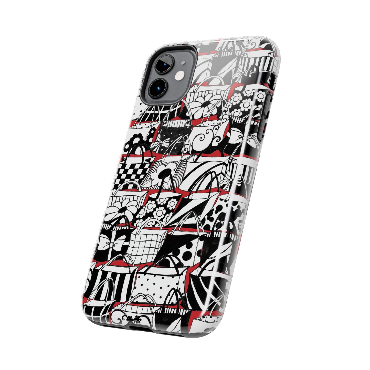 Totally Black, White & Red Phone Case