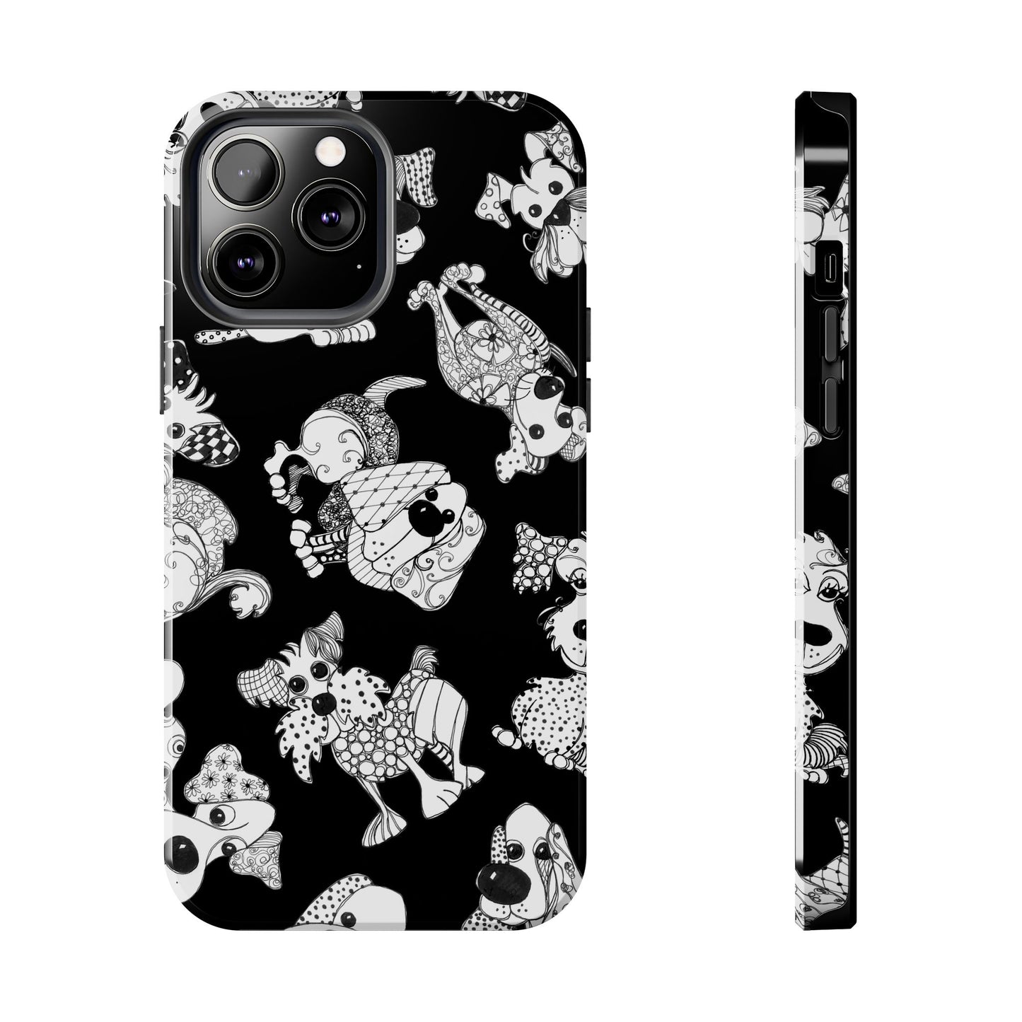 Doodle Dogs Black Phone Case