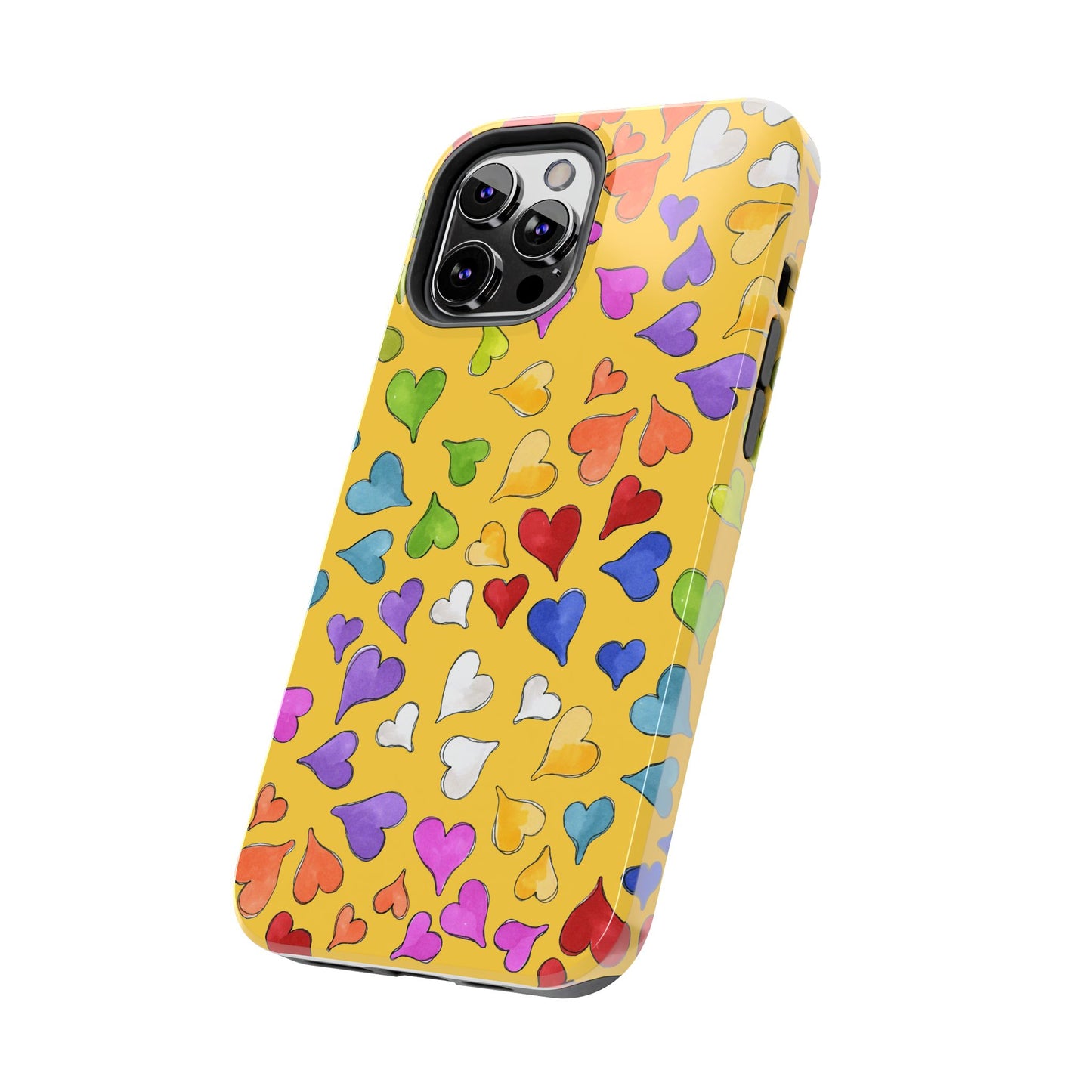Happy Hearts Yellow Phone Case