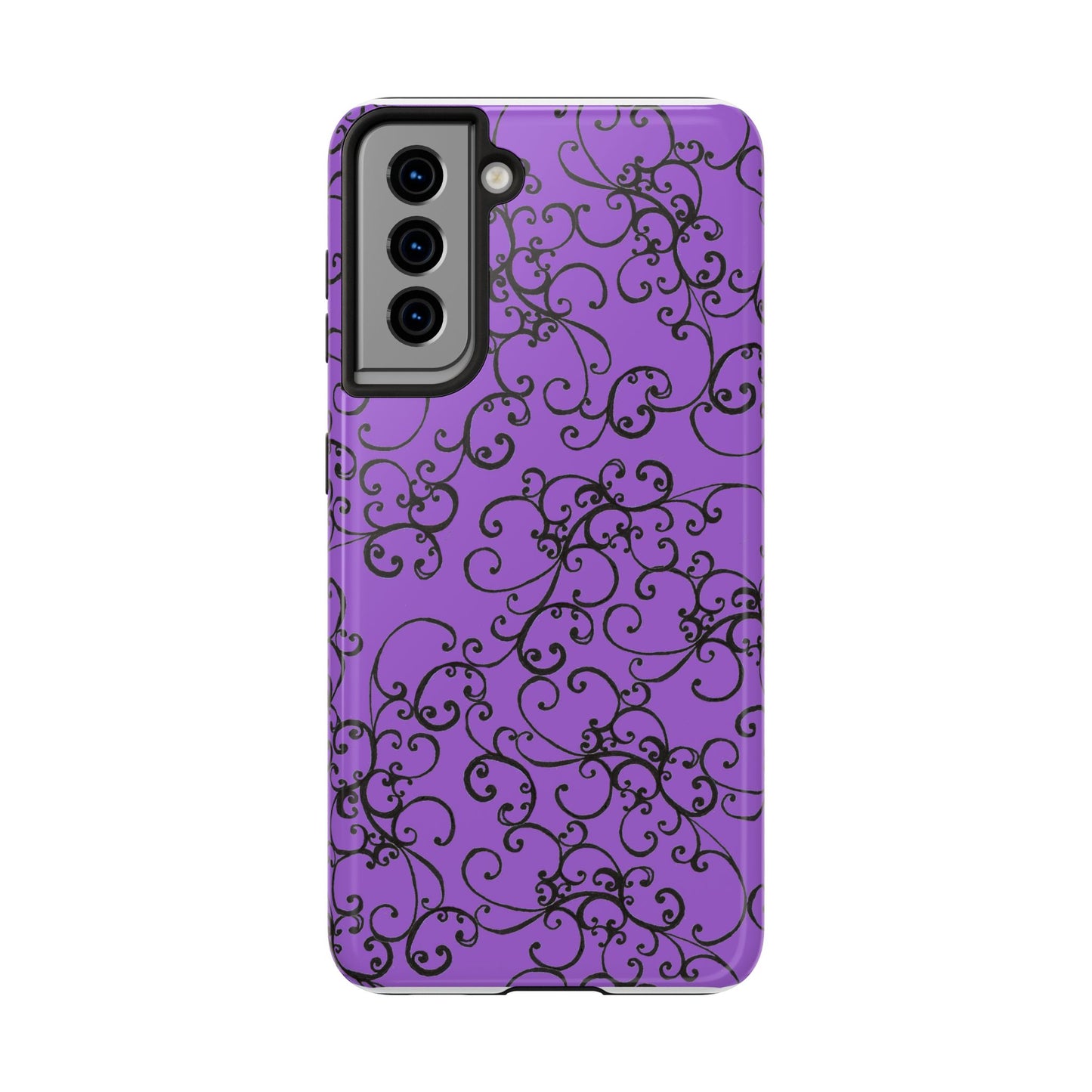 Elegant Scroll Purple / Black Phone Case