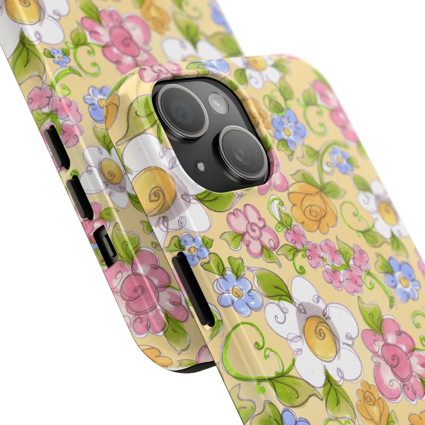 Flower Frolic Yellow Phone Case