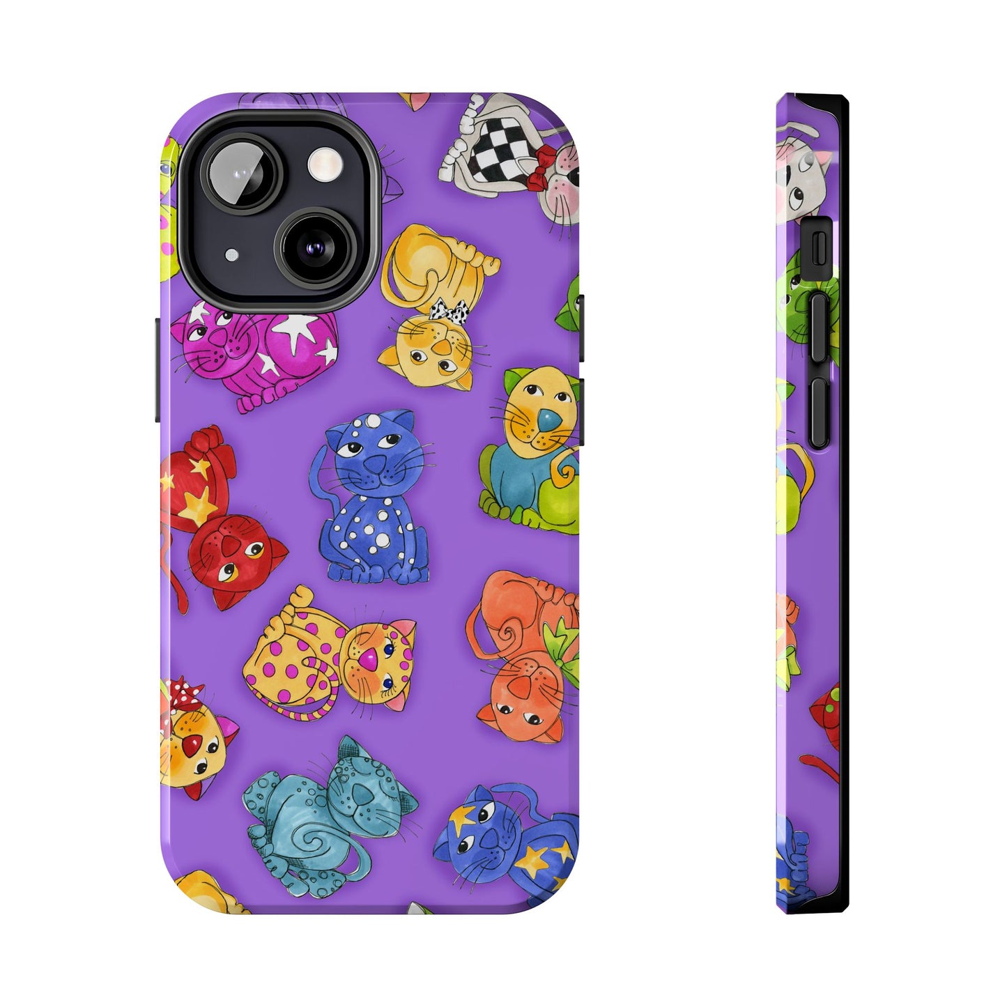 Tossed Happy Cats Purple Phone Case