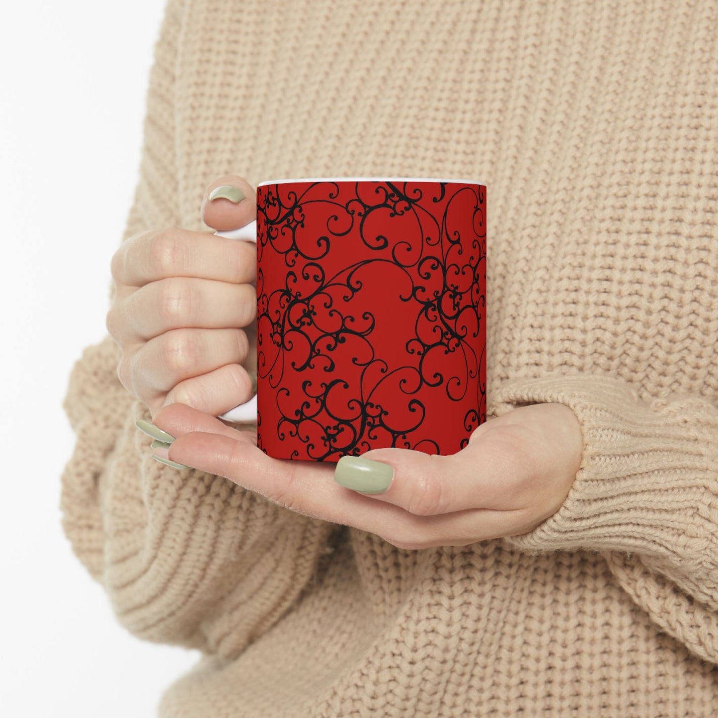 Elegant Scroll Red / Black Cup