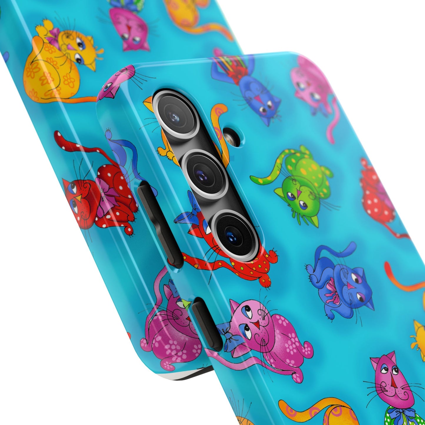 Tossed Cool Cats Turquoise Phone Case