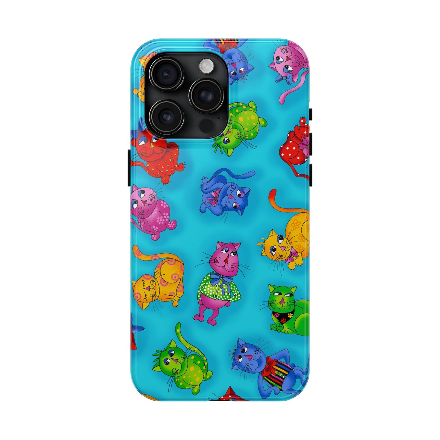 Tossed Cool Cats Turquoise Phone Case
