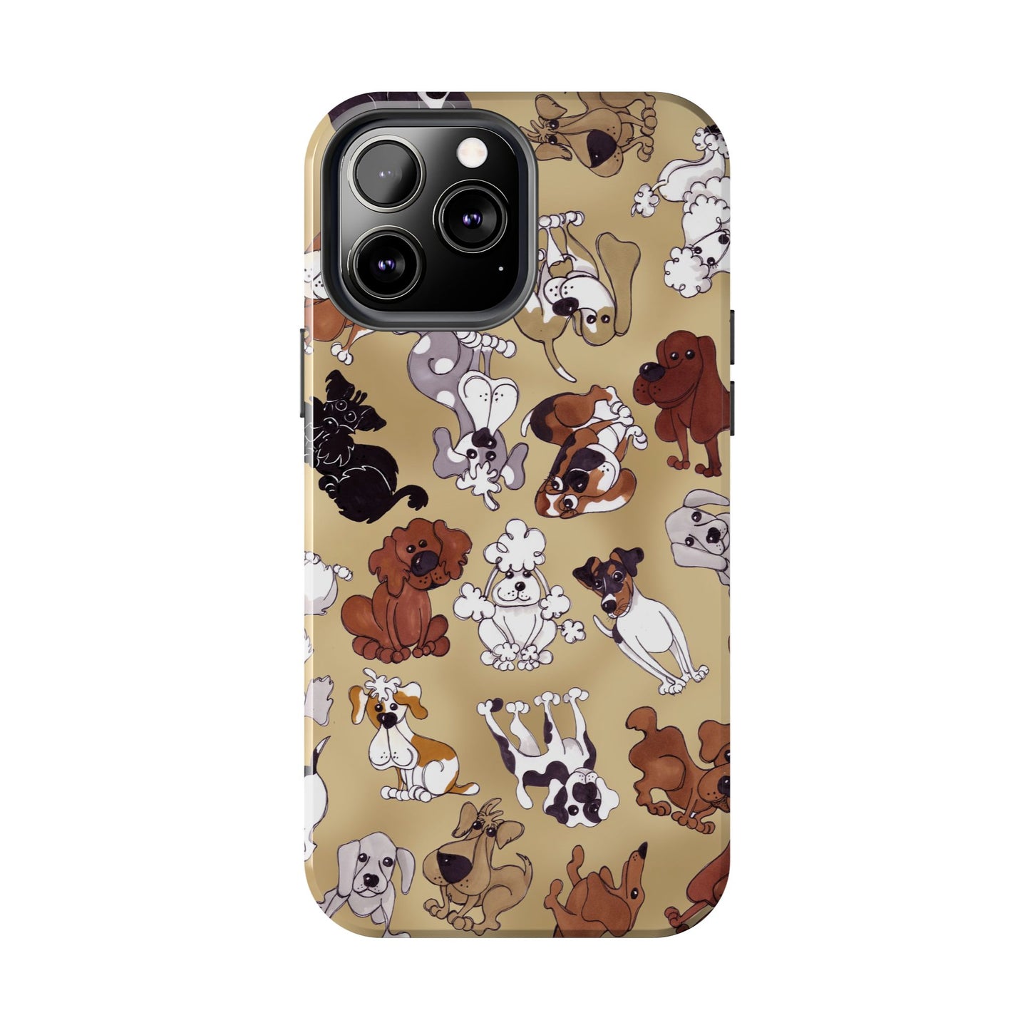 Tossed Doggies Tan Phone Case