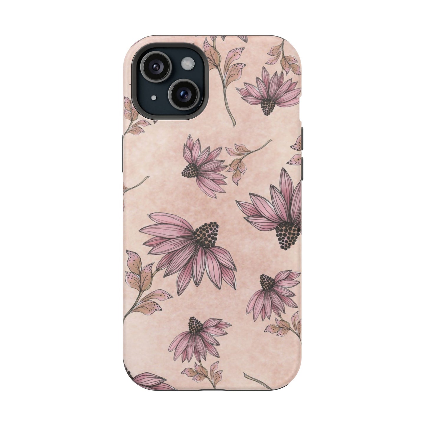 Wild Cone Flowers Pink Marble Phone Case