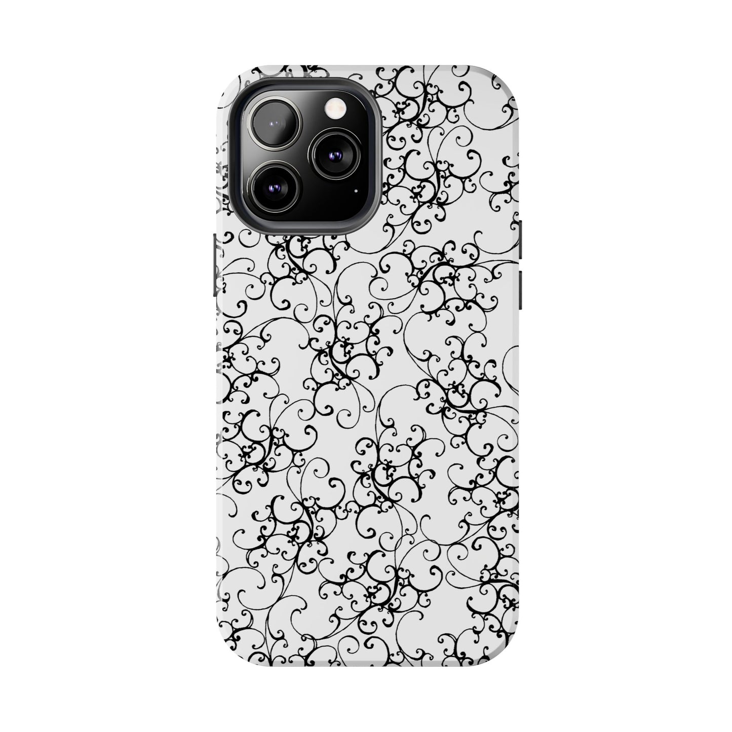 Elegant Scroll White / Black Phone Case