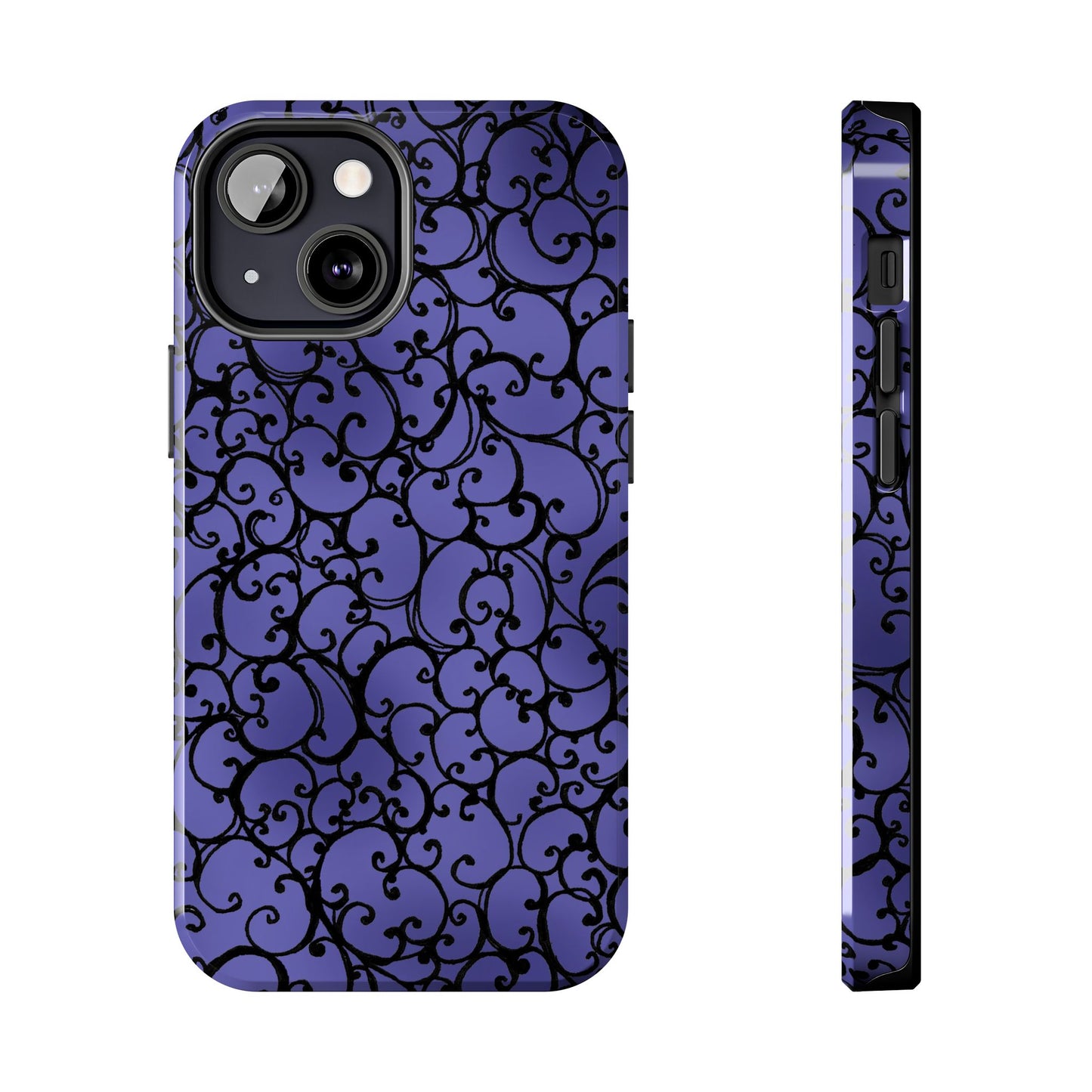 Scrollie Violet / Black Phone Case
