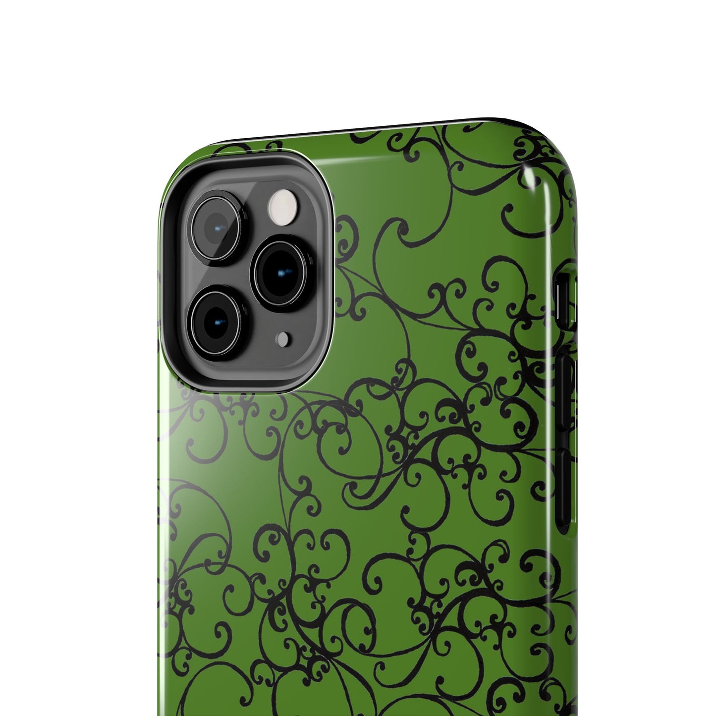 Elegant Scroll Green / Black Phone Case