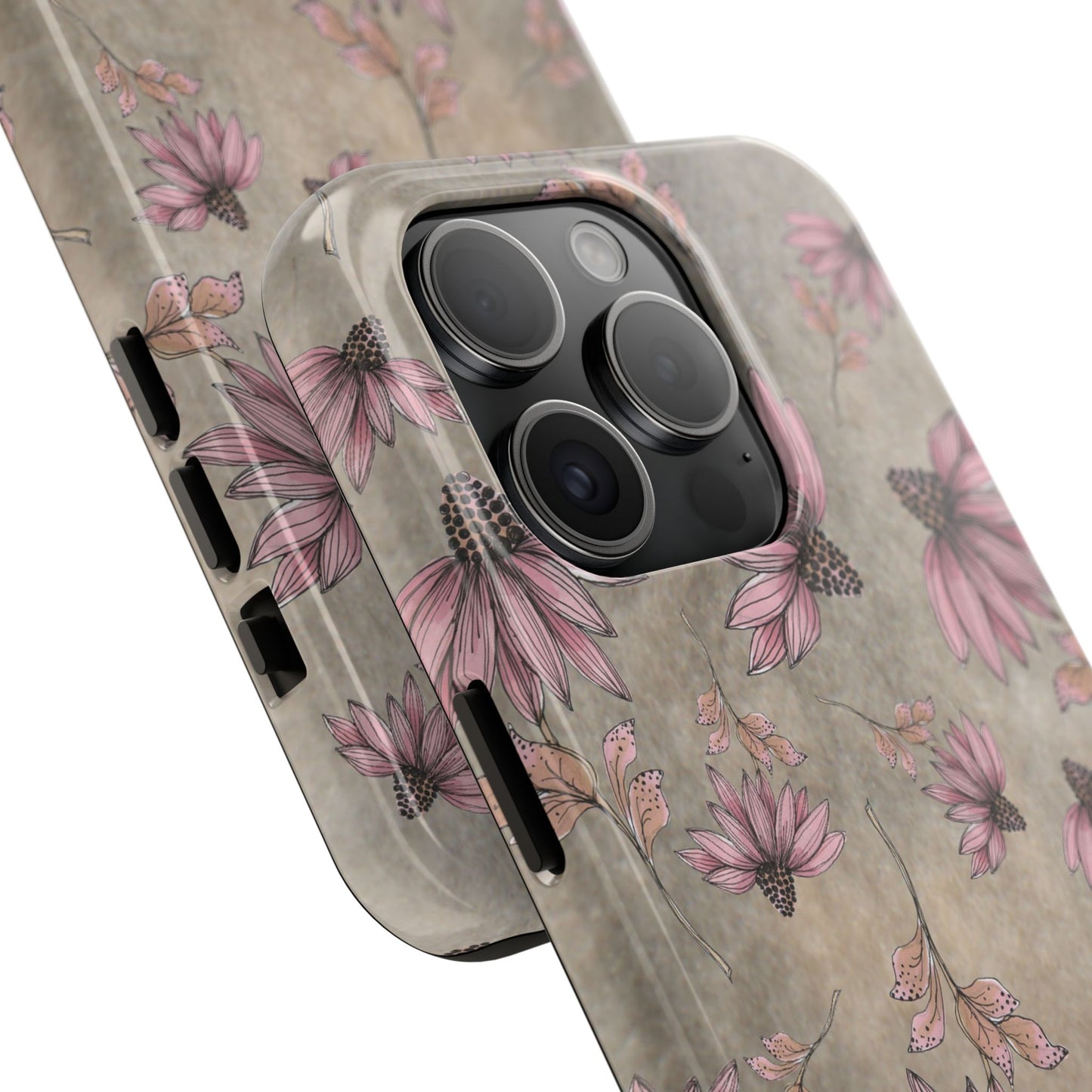 Wild Cone Flowers Taupe Marble Phone Case