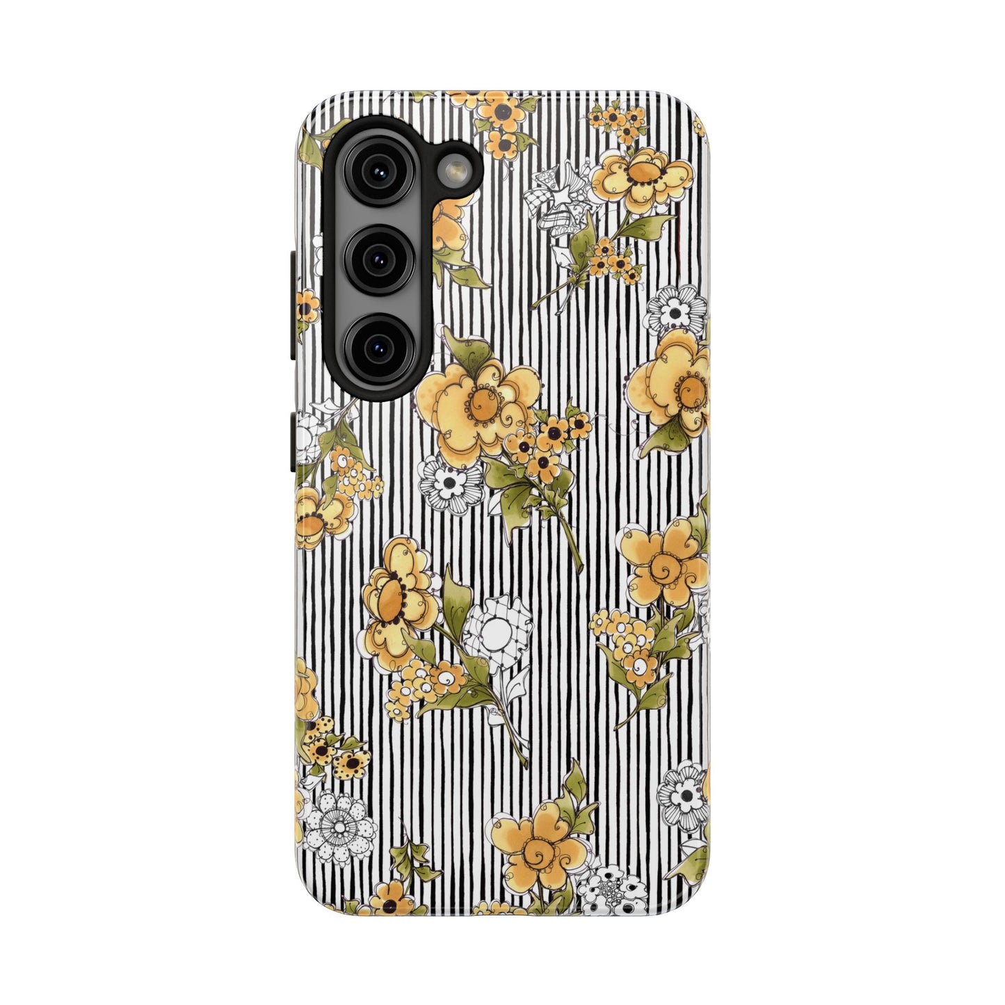 Bee Floral White / Black Phone Case