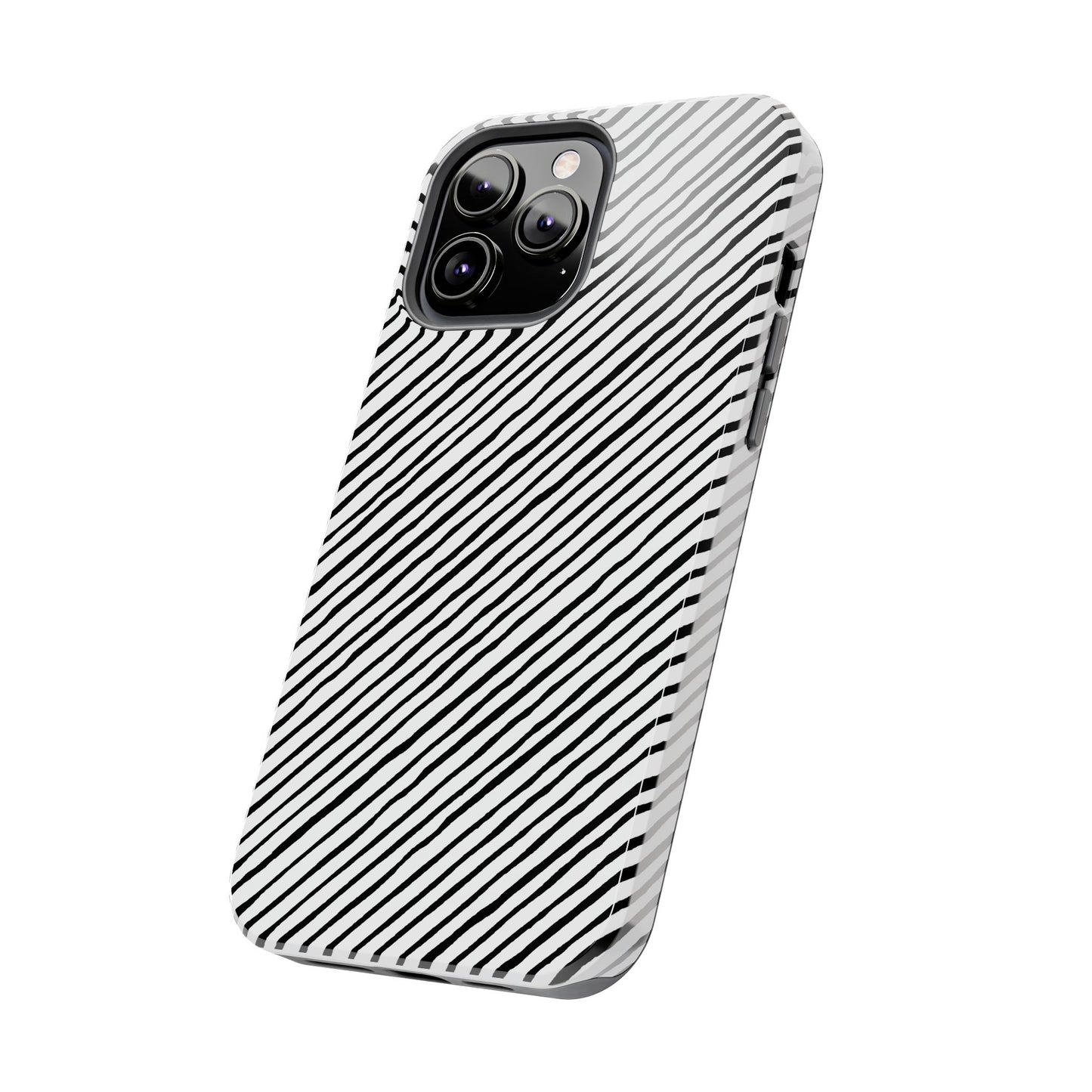 Quirky Bias Stripe White / Black Phone Case