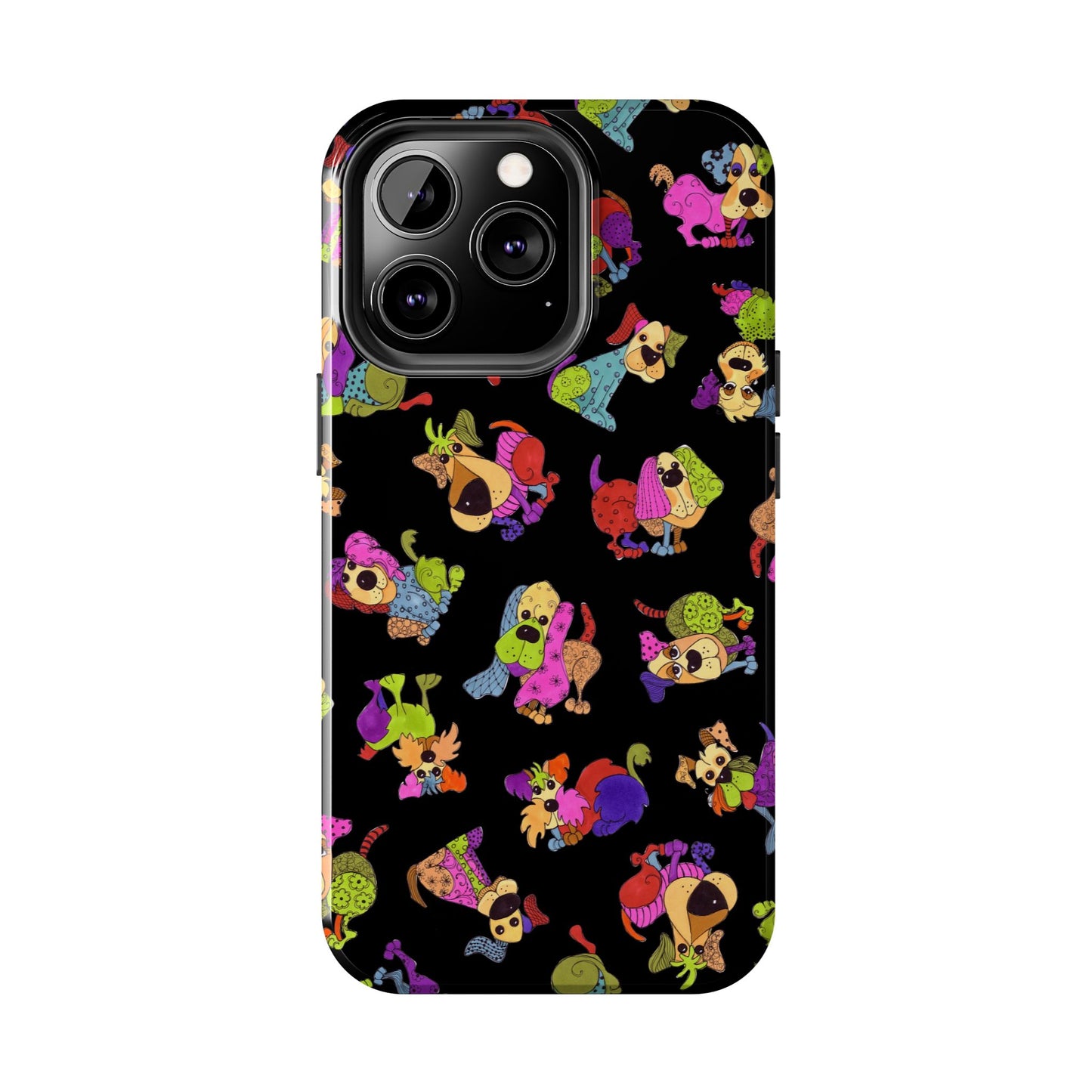 Tossed Happy Dogs Black Phone Case