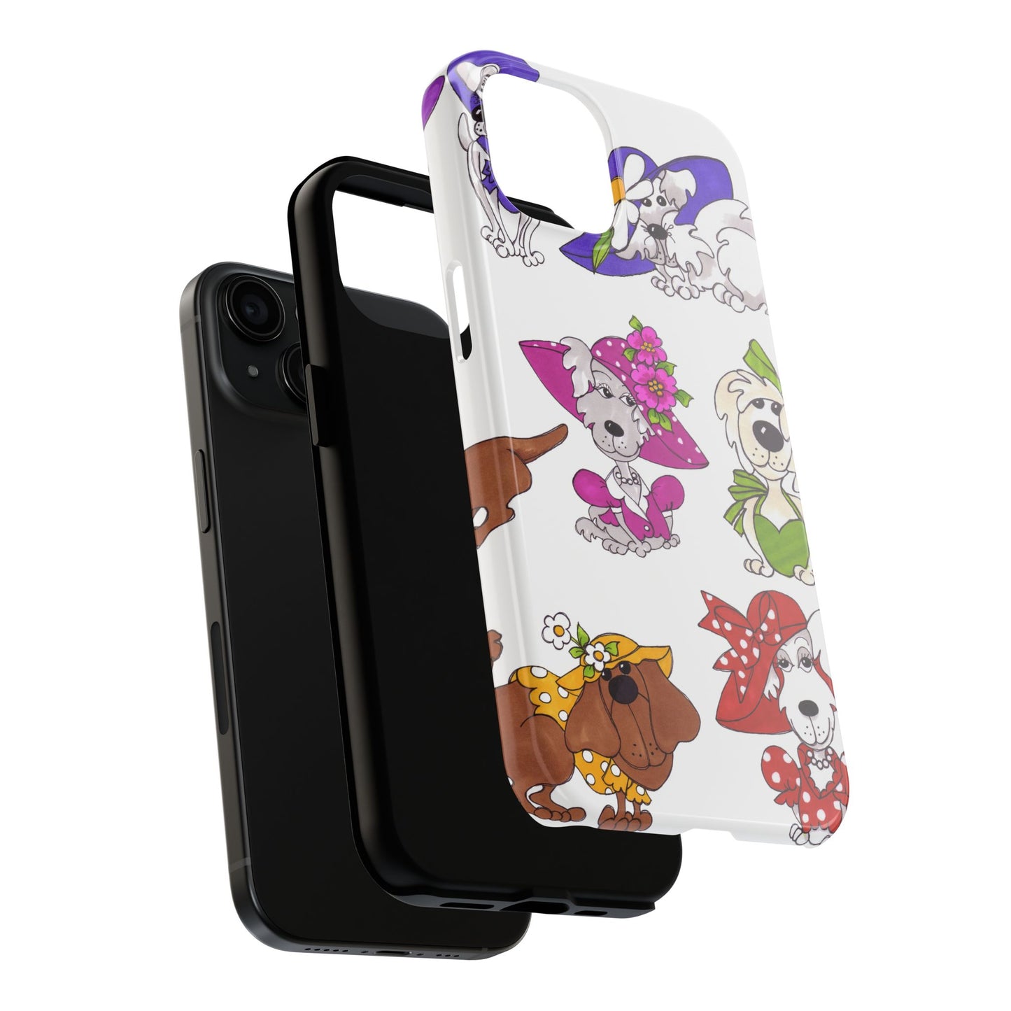 Fancy Dog Line Up White Phone Case