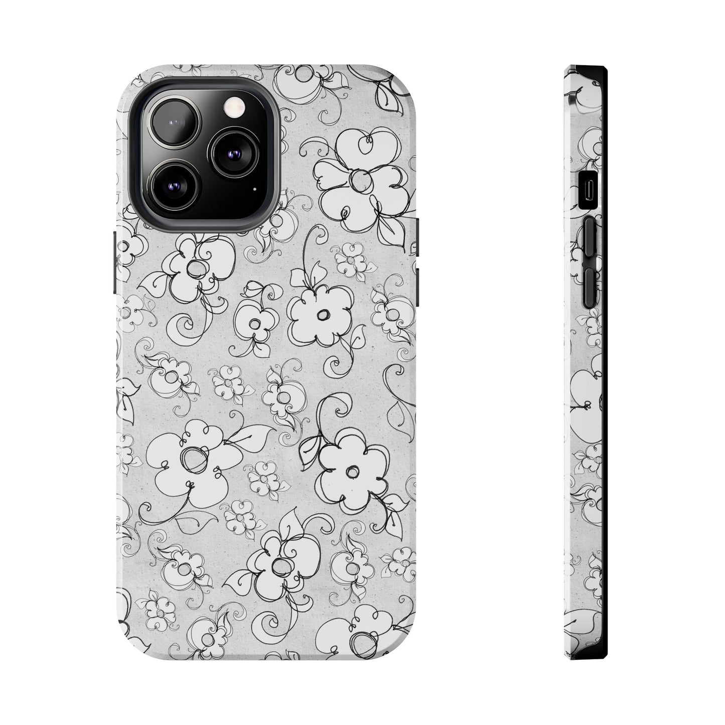 Lady Flowers Silver Phone Case