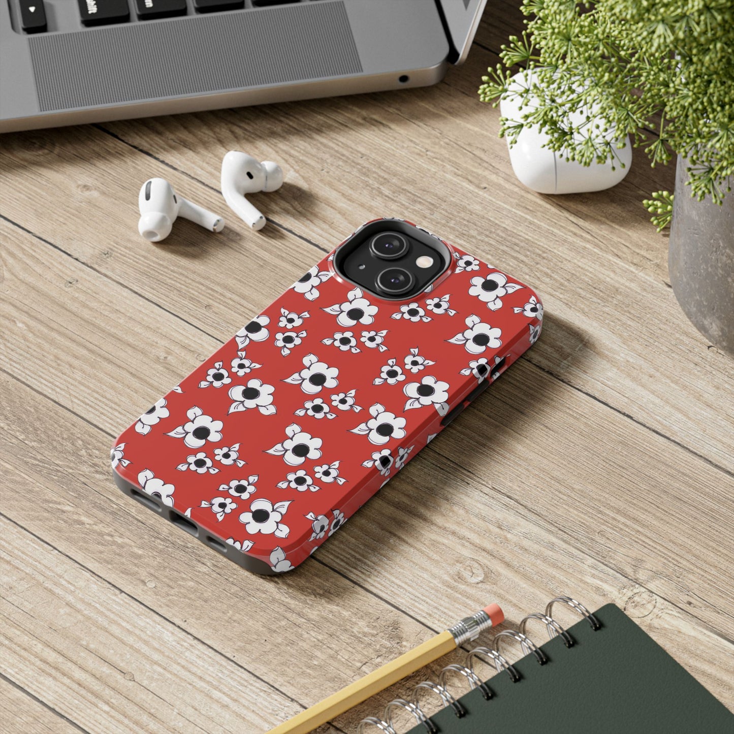 Daisy Cluster Red / Black Phone Case