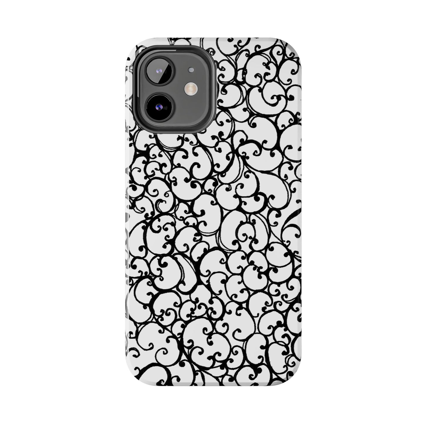 Scrollie White / Black Phone Case