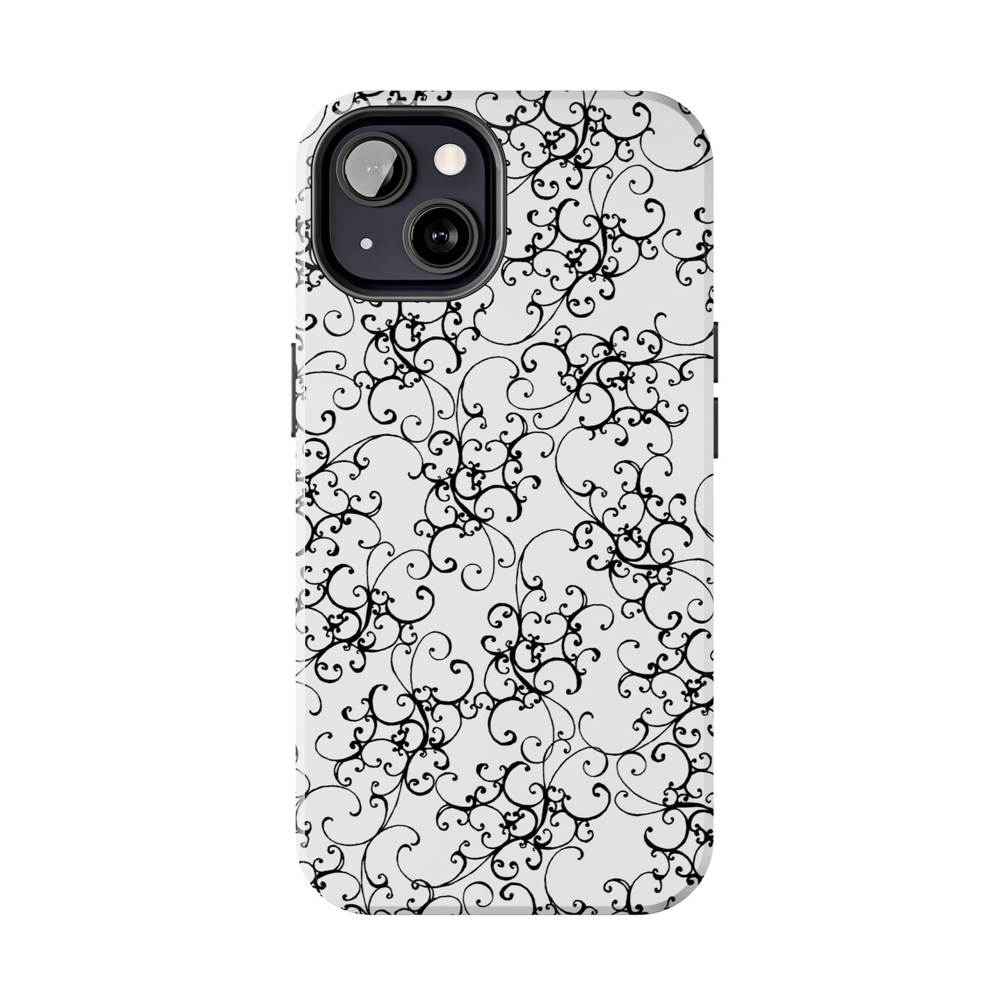 Elegant Scroll White / Black Phone Case