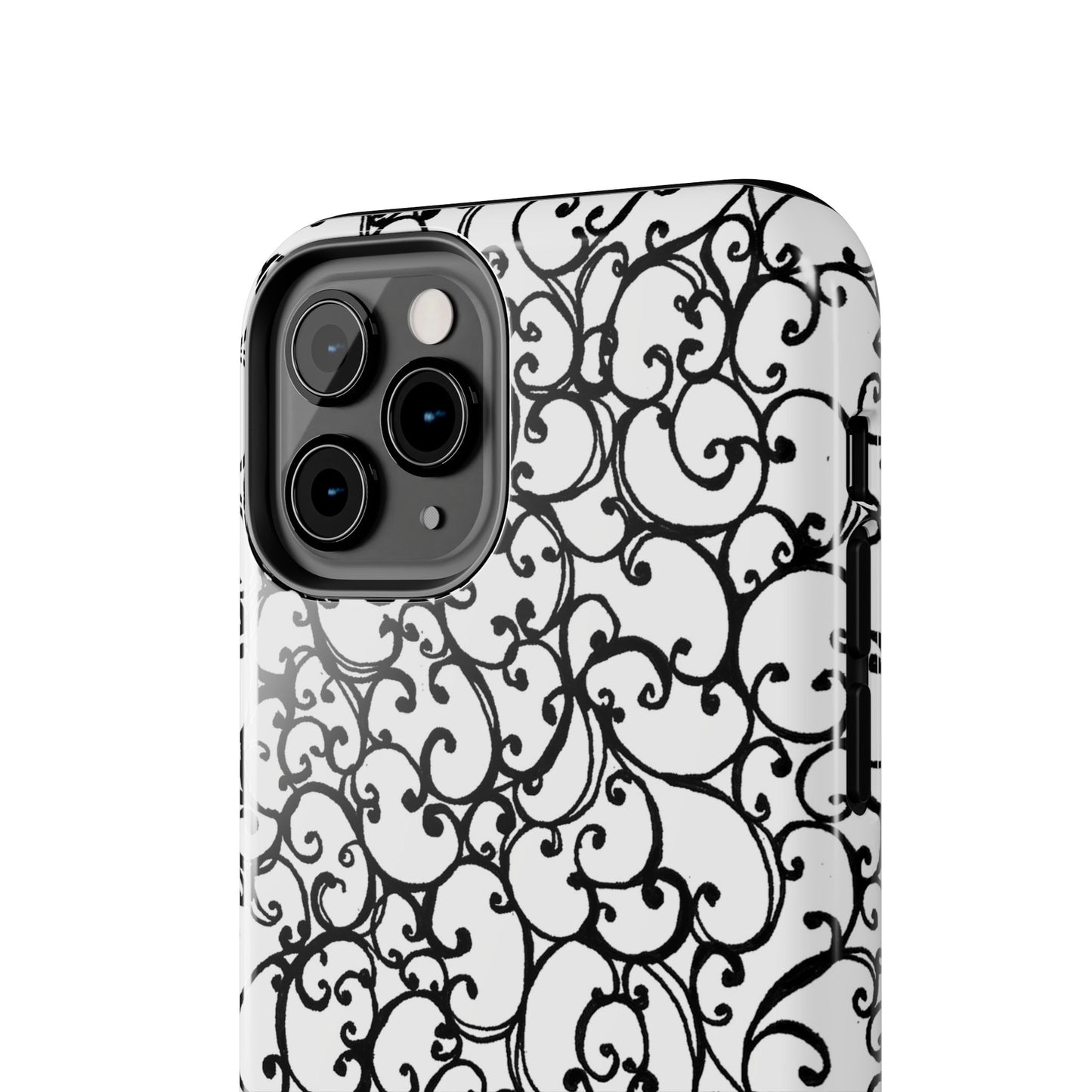 Scrollie White / Black Phone Case