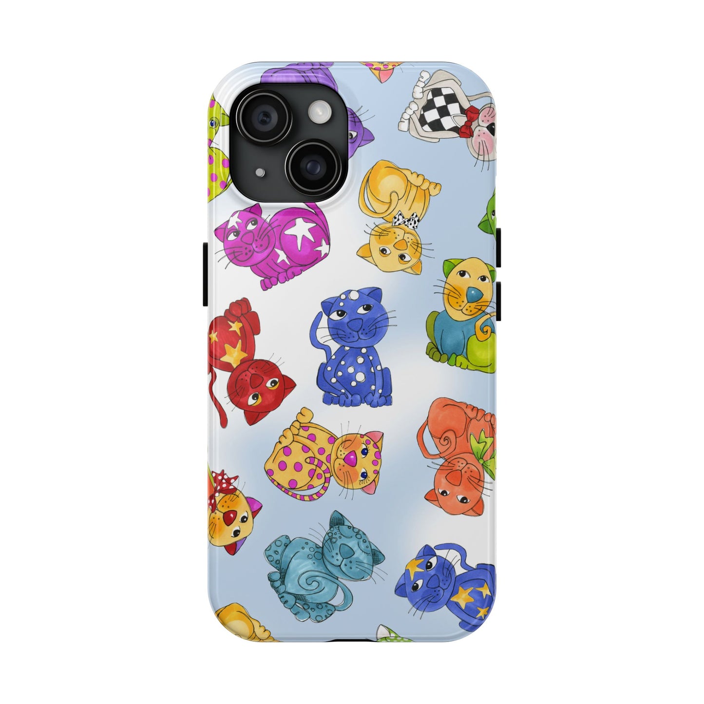 Tossed Happy Cats Blue Sky Phone Case