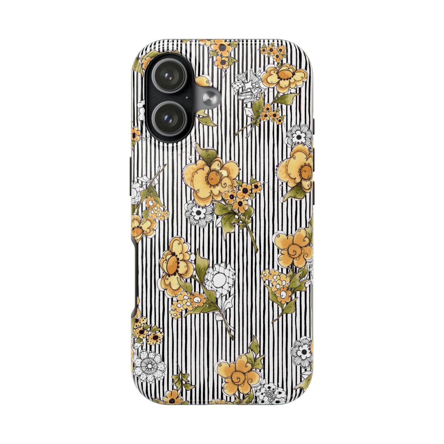 Bee Floral White / Black Phone Case
