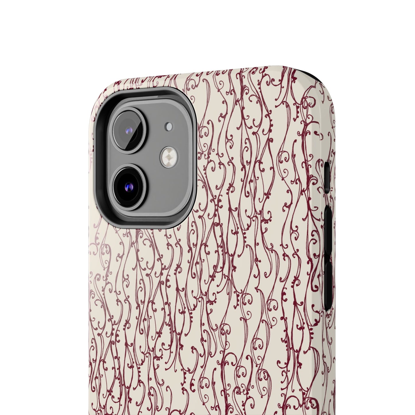 Swan Scroll Ivory / Red Phone Case