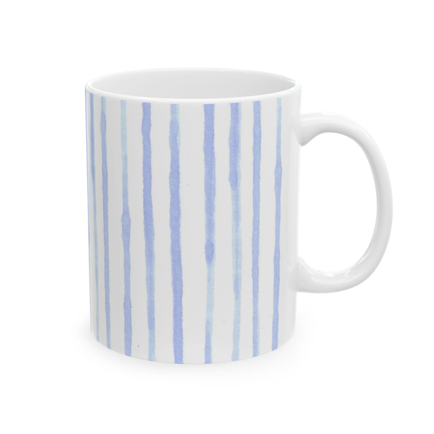 Happy Stripe White / Blue Cup