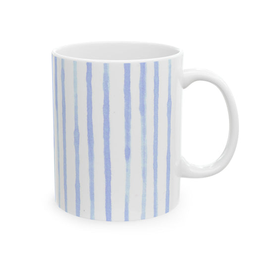 Happy Stripe White / Blue Cup