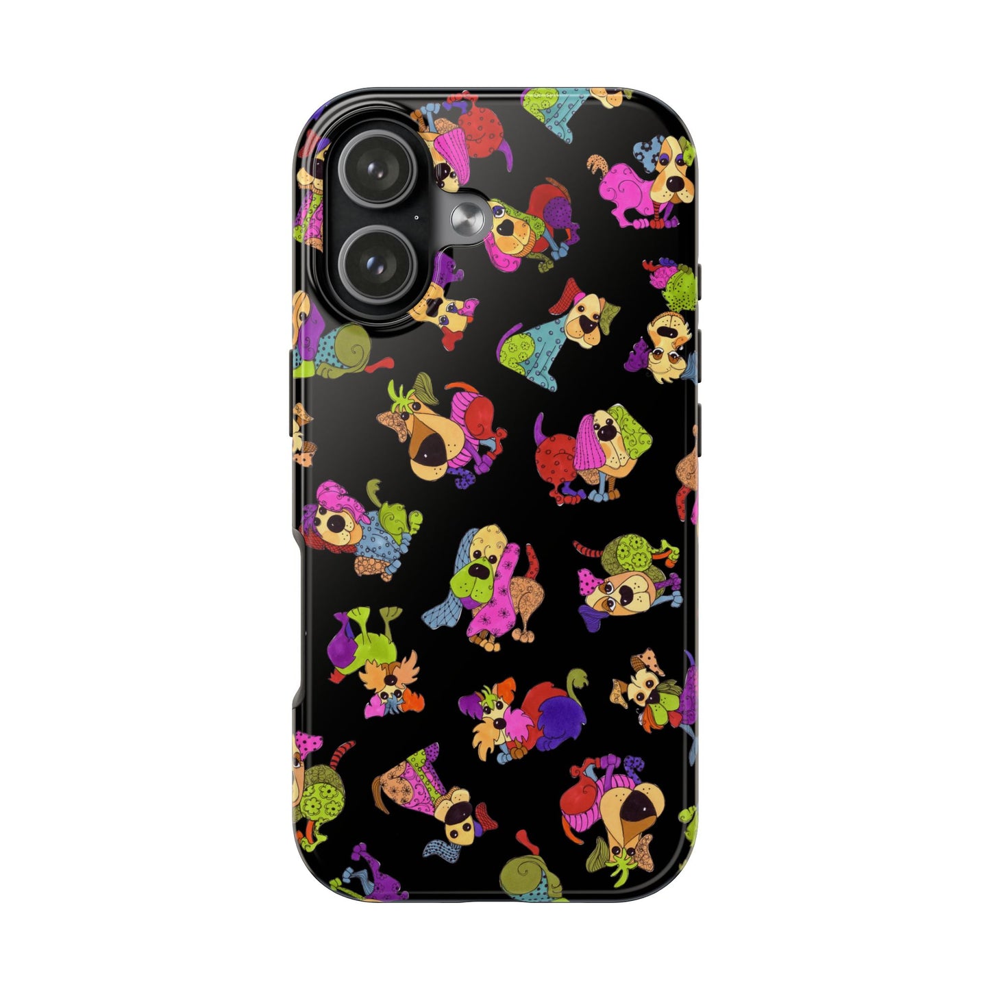 Tossed Happy Dogs Black Phone Case