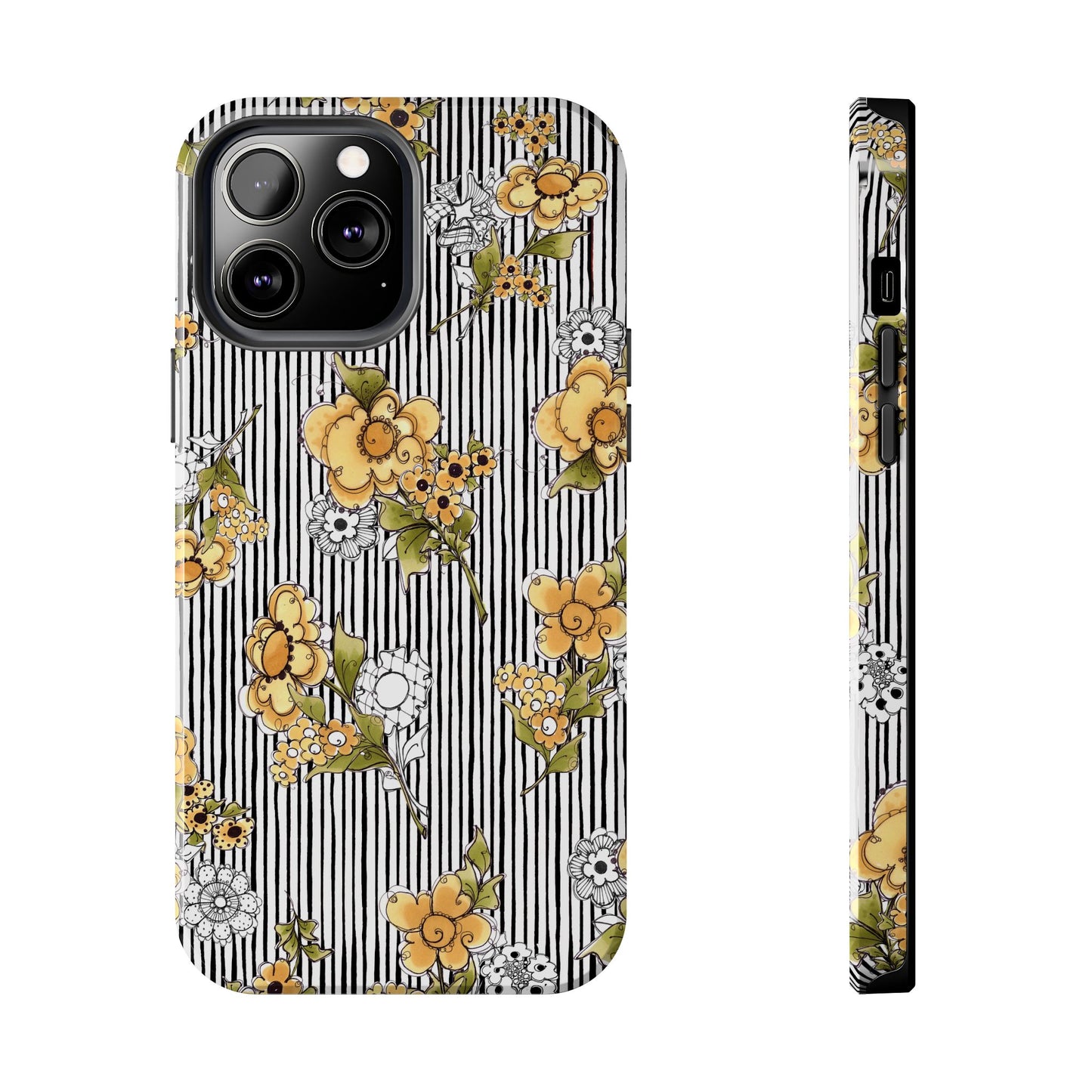 Bee Floral White / Black Phone Case