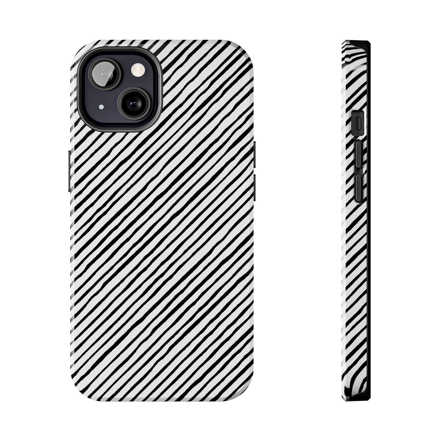 Quirky Bias Stripe White / Black Phone Case
