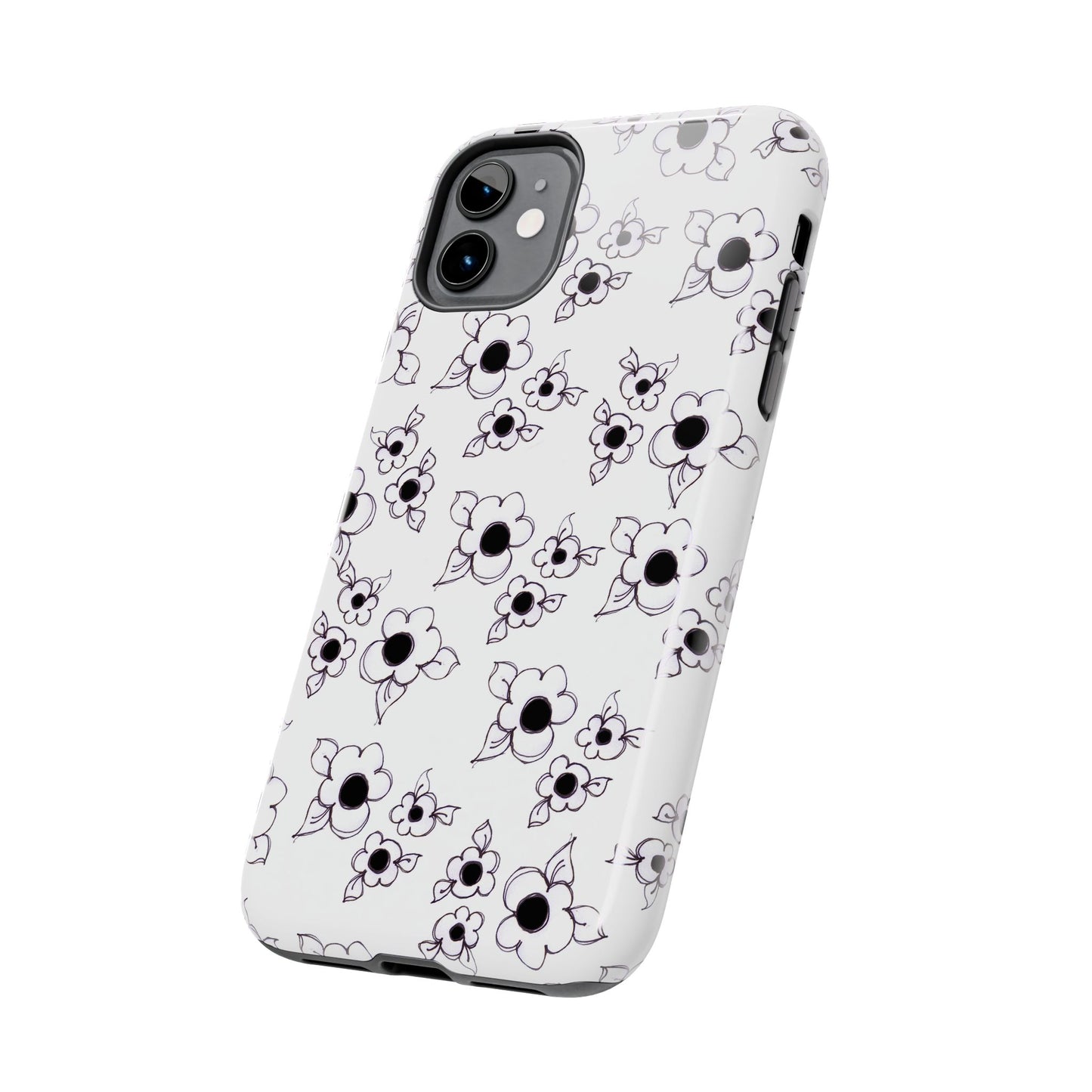Daisy Cluster White / Black Phone Case