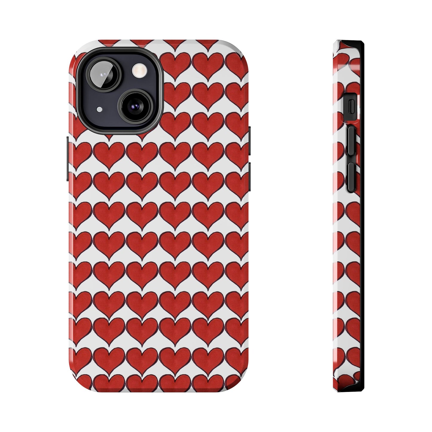 Heartbeats White / Red Phone Case
