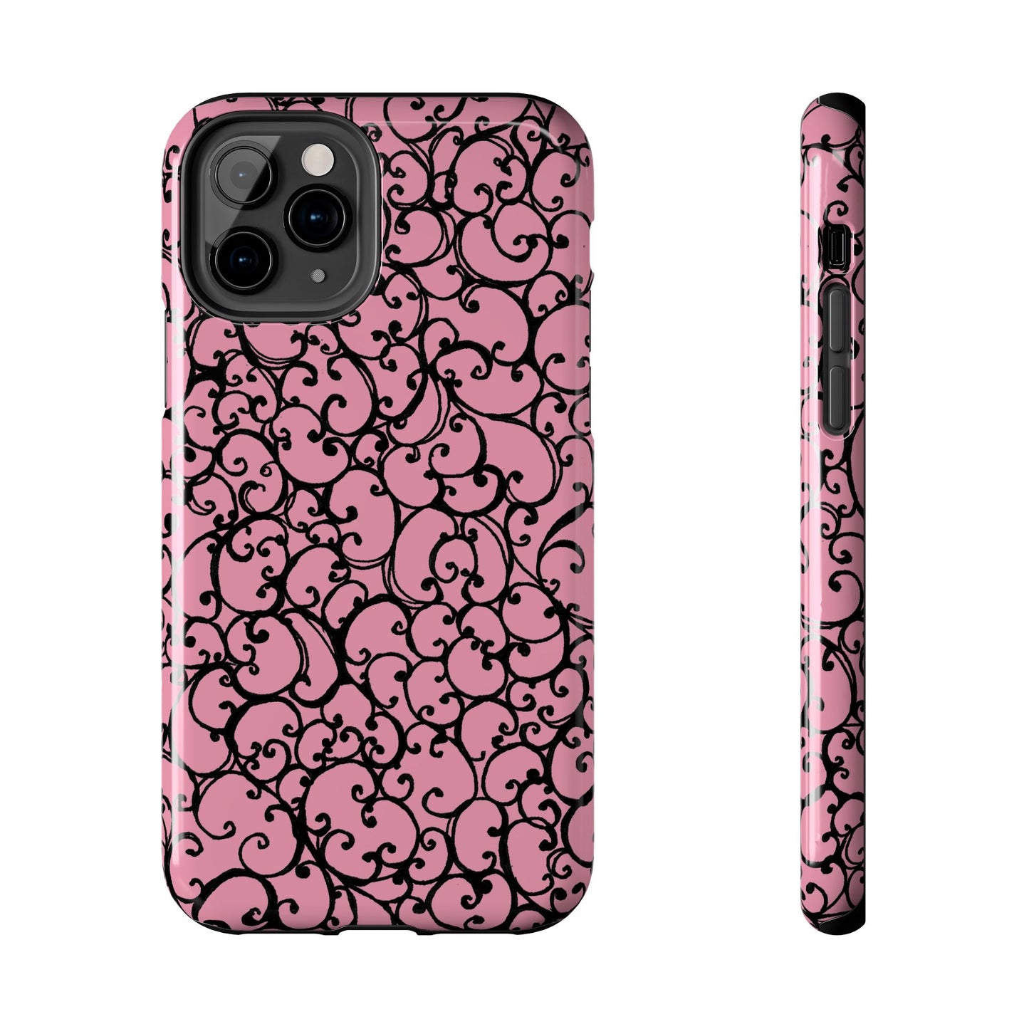Scrollie Pink / Black Phone Case